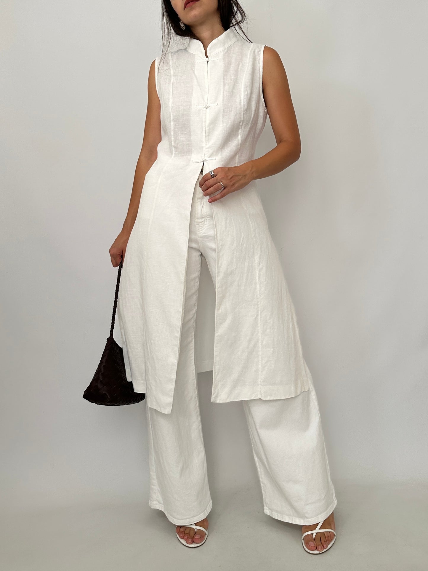 Linen Mandarin Long Vest
