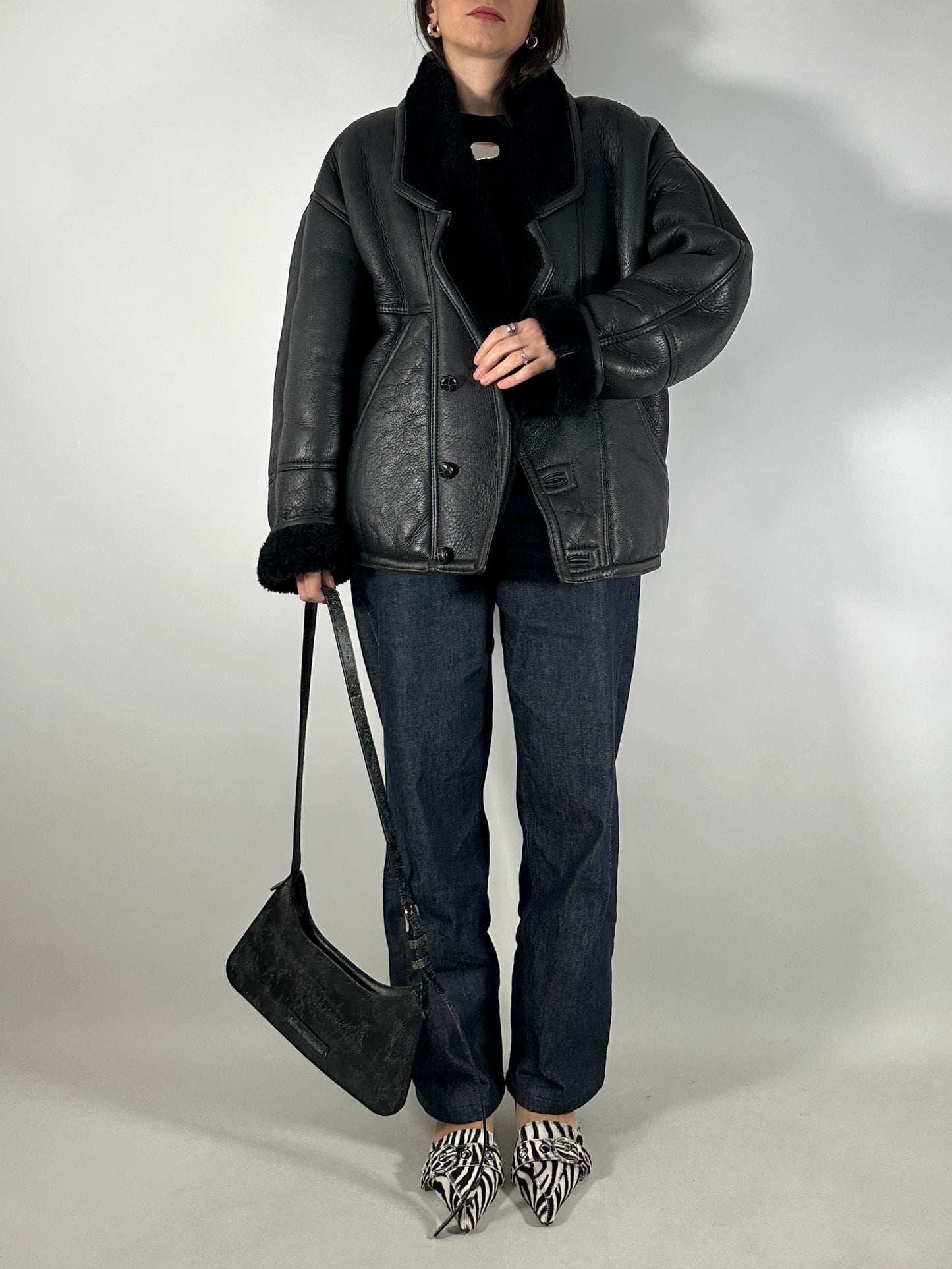 Vintage Black Shearling Jacket