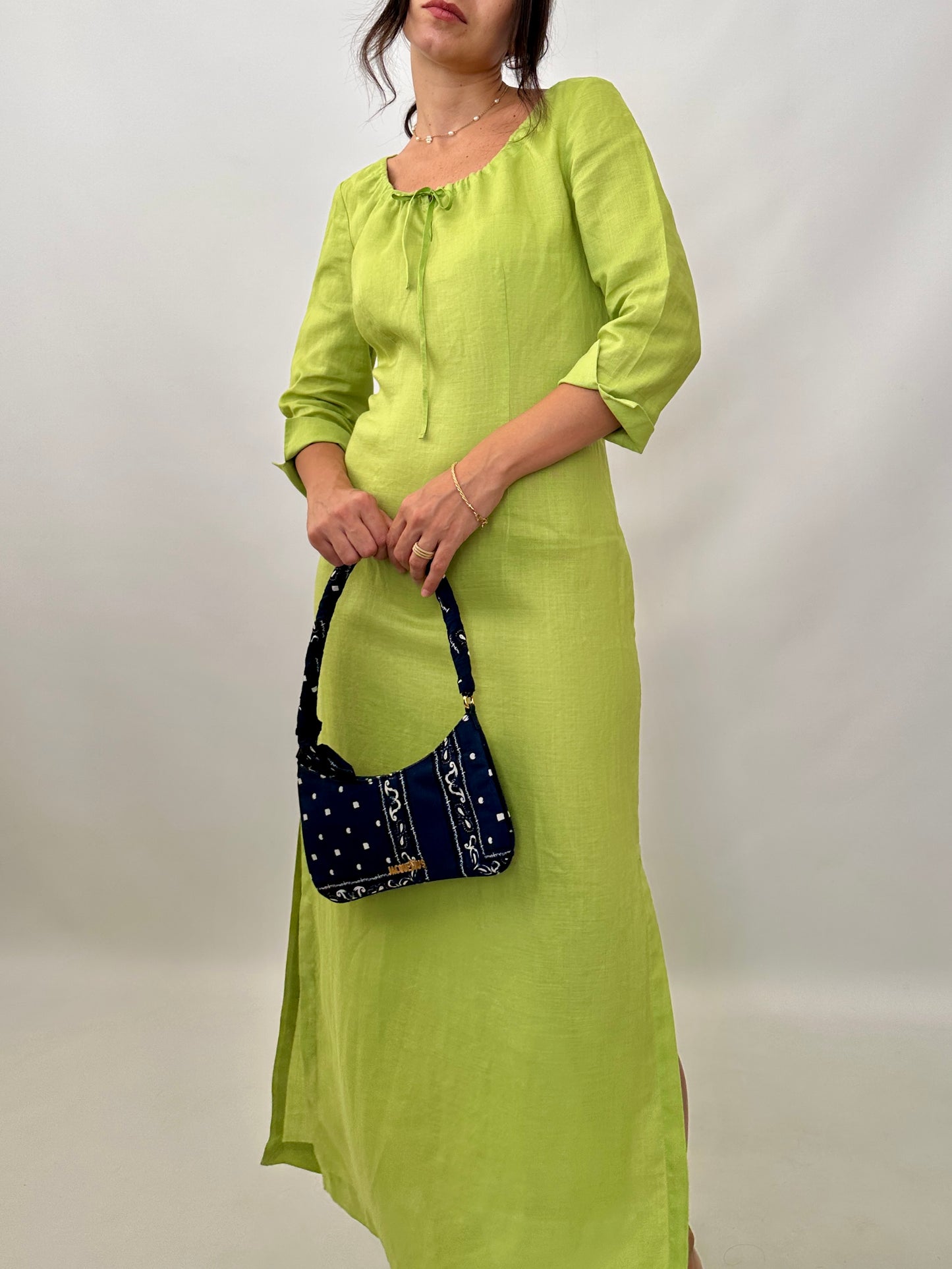 Lime green boho maxi dress