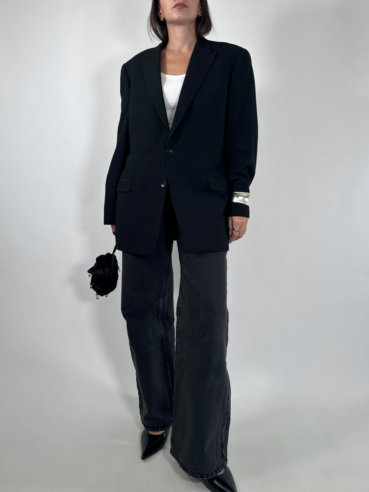 Black Wool Tailored Blazer