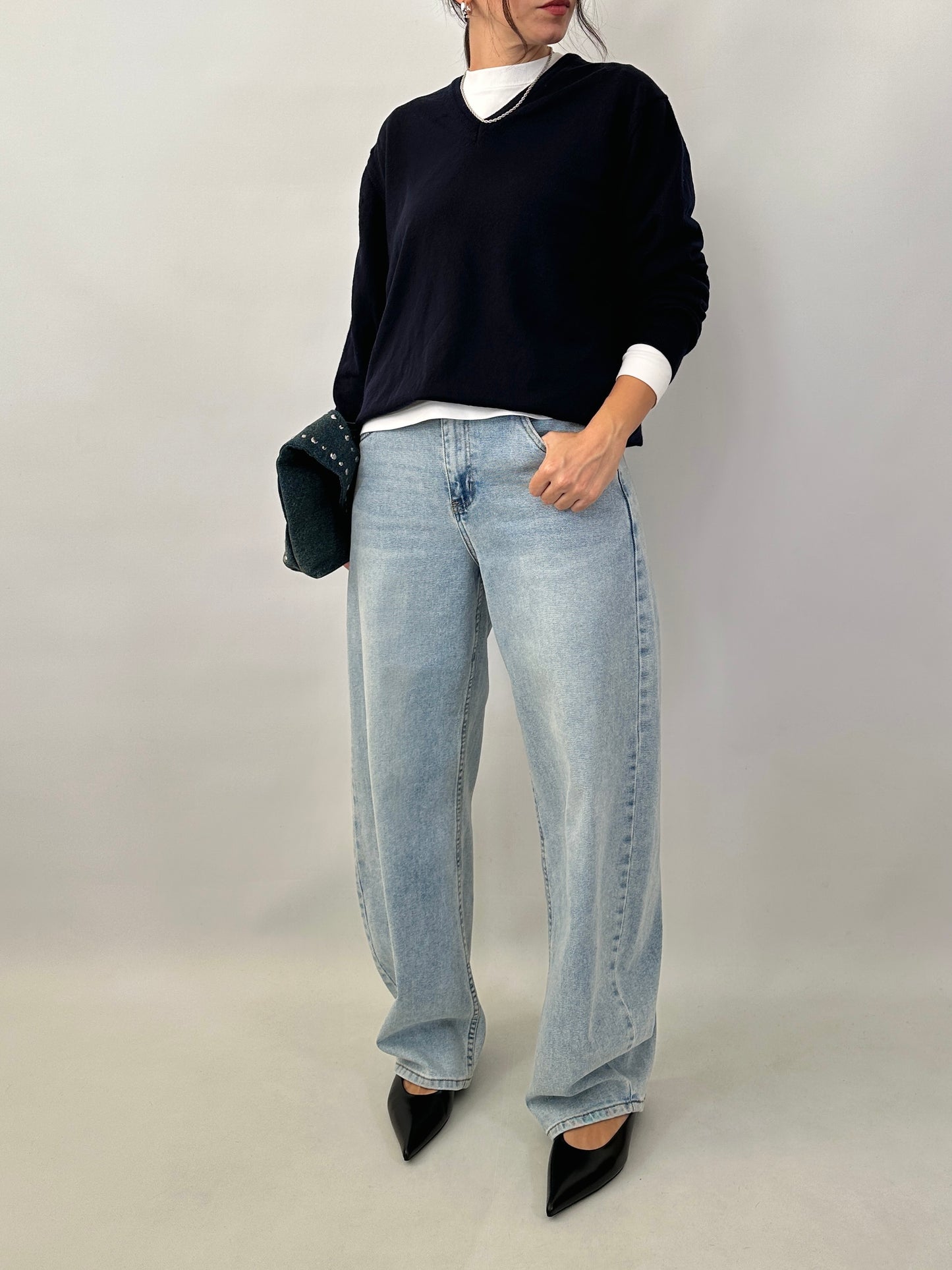 Essential soft wool blue sweater