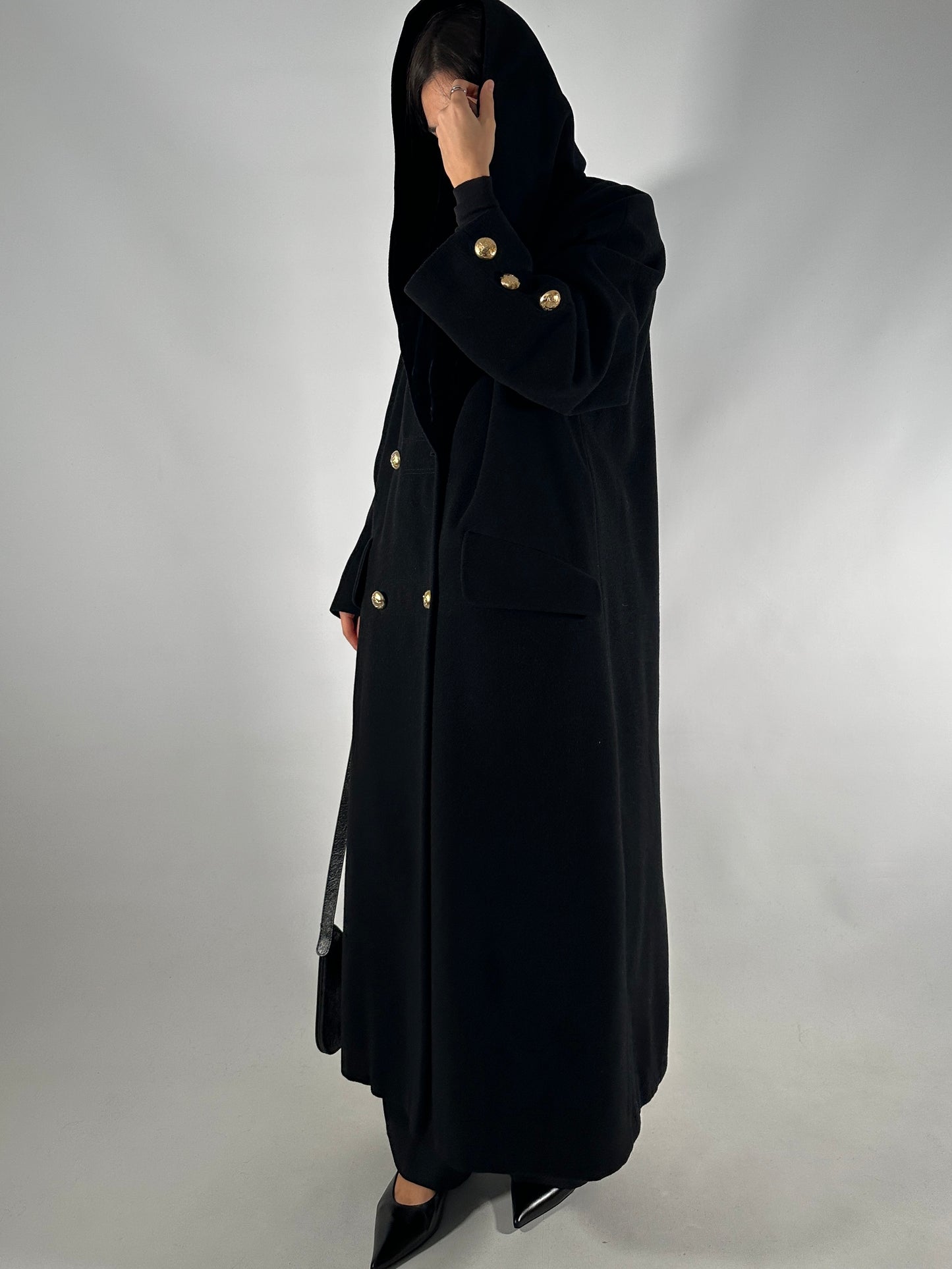 Vintage Wool Coat with Convertible Velvet Collar