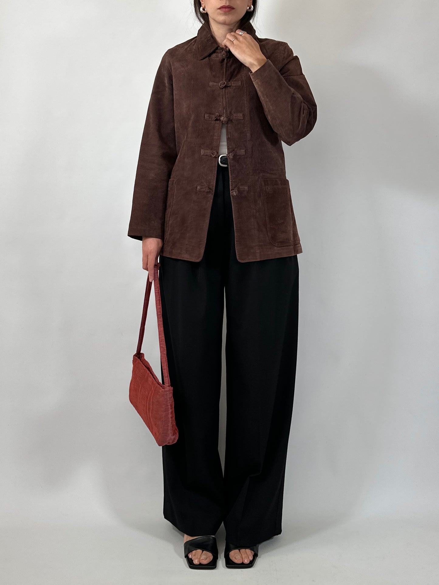 Leather Jacket with Frog Closure