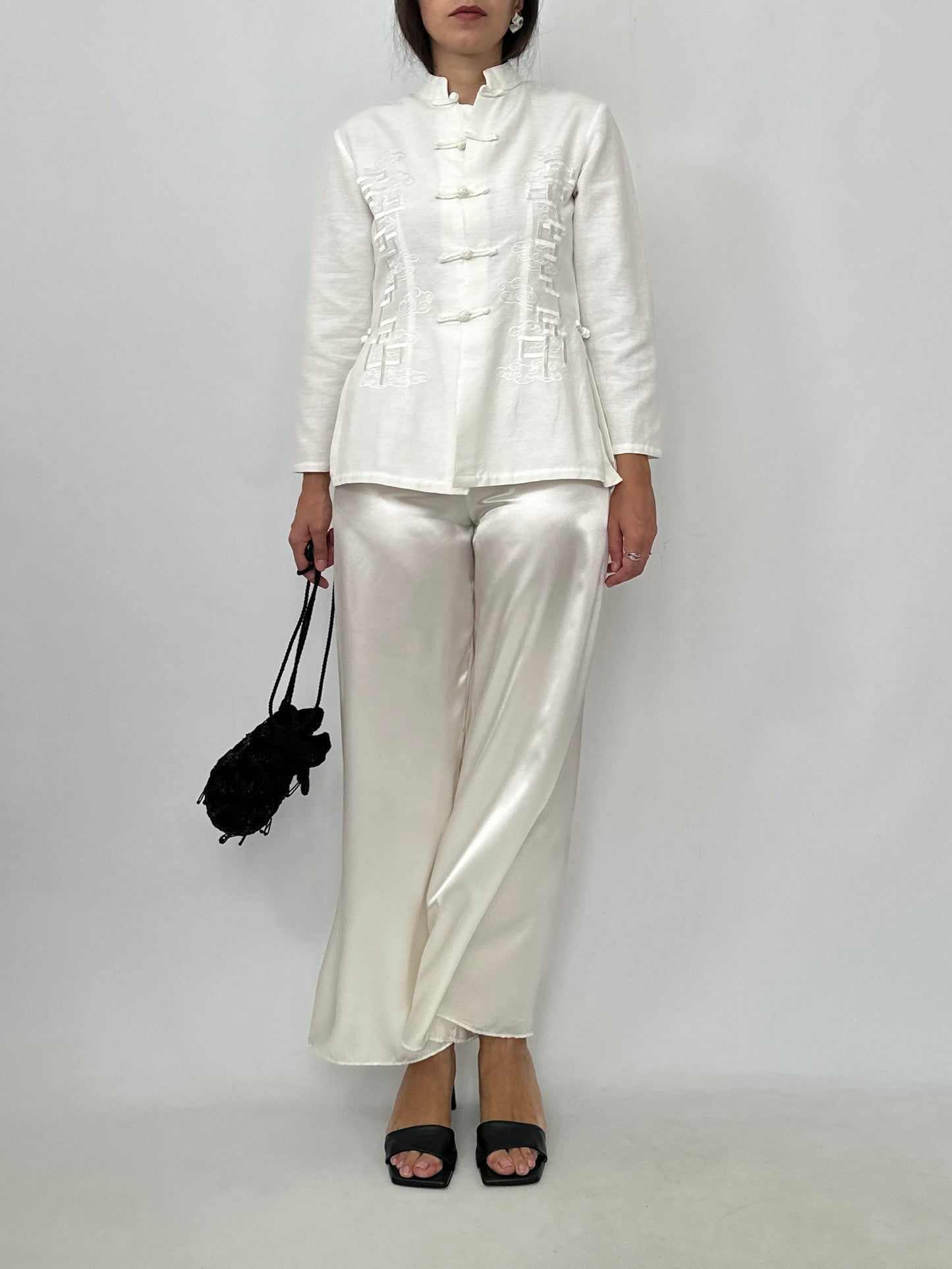 Ivory Silk Fluid Trousers
