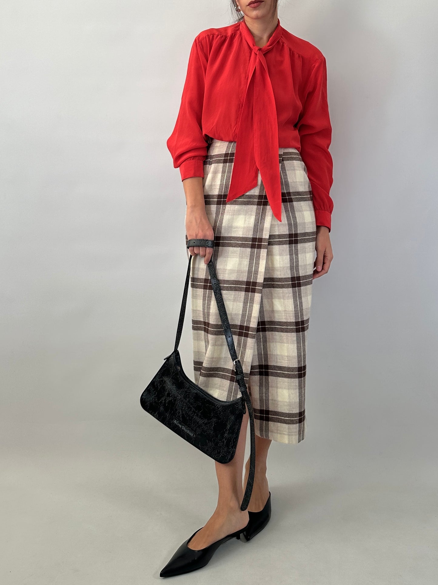 Vintage pure silk bow shirt