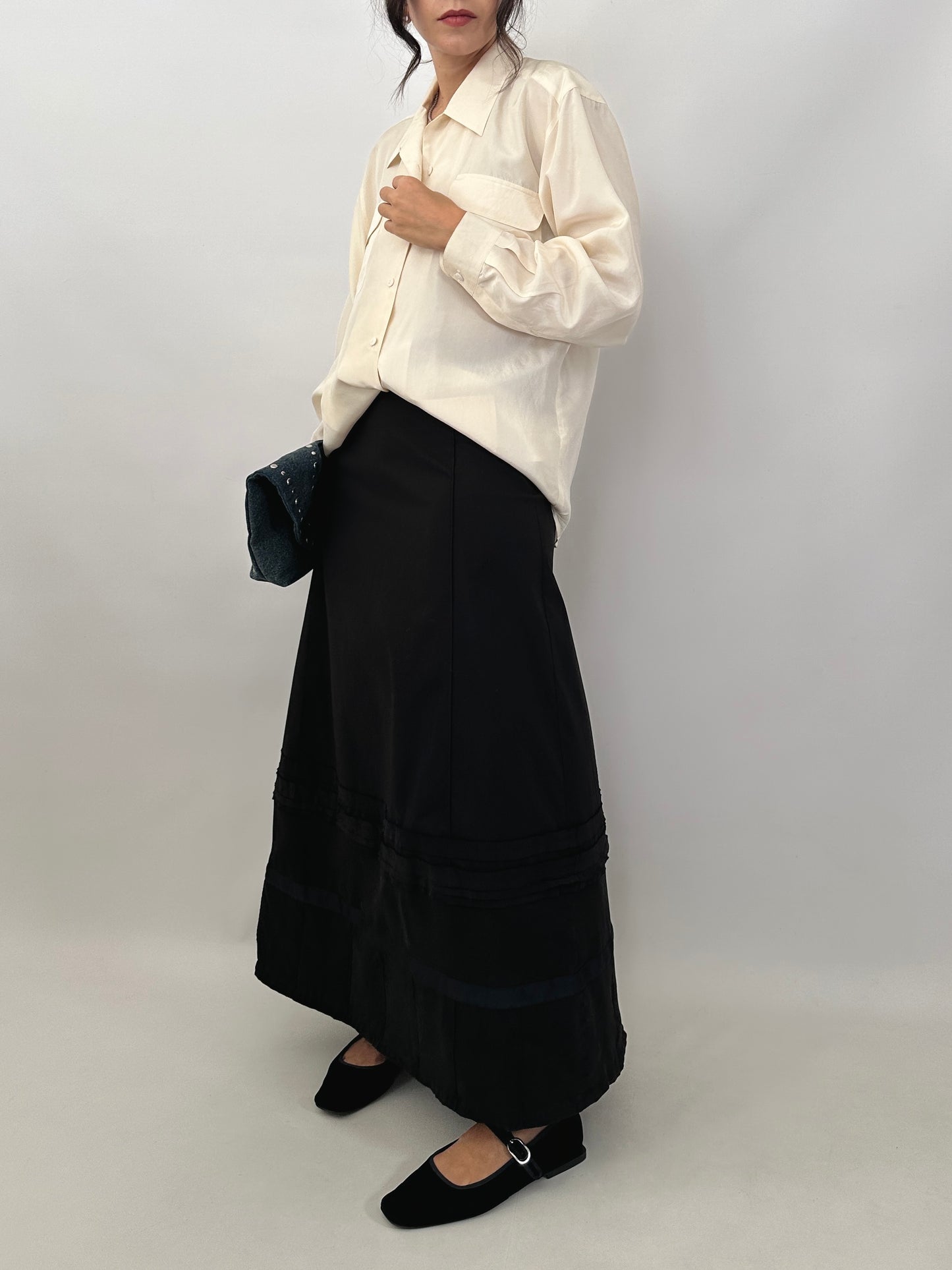 Black cotton maxi skirt