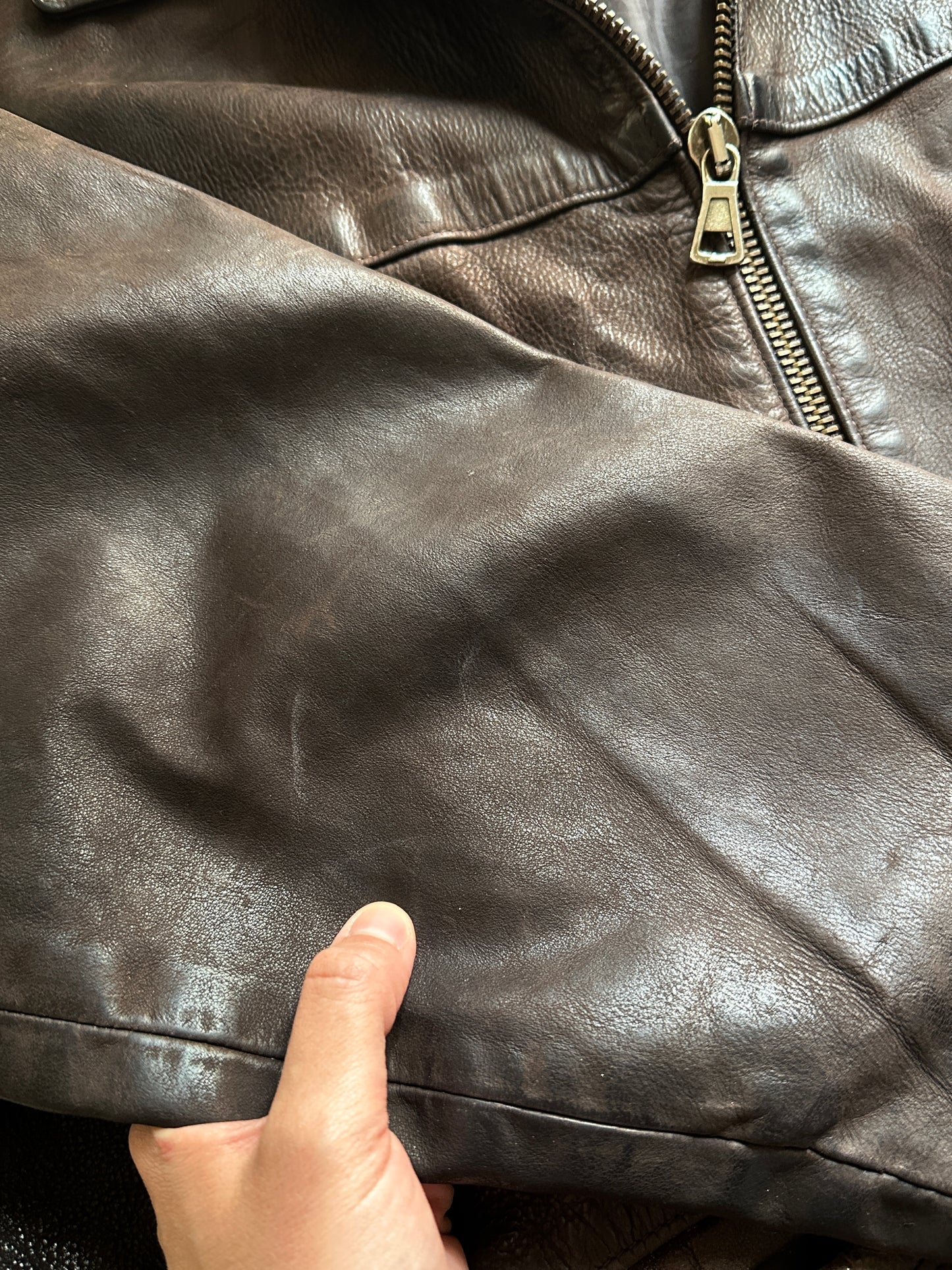 Vintage Brown Zip-Up Leather Jacket
