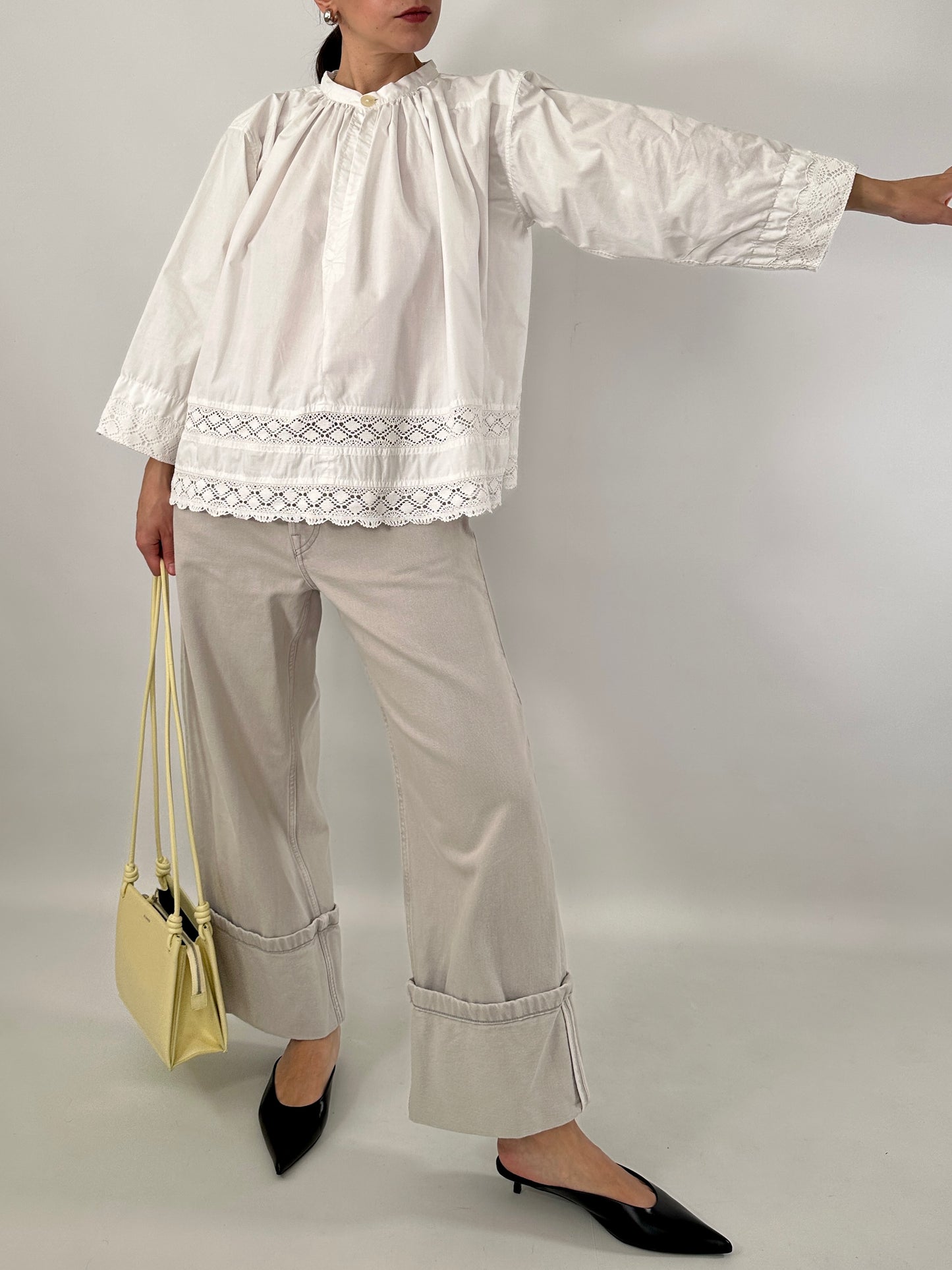 Vintage crochet panel blouse