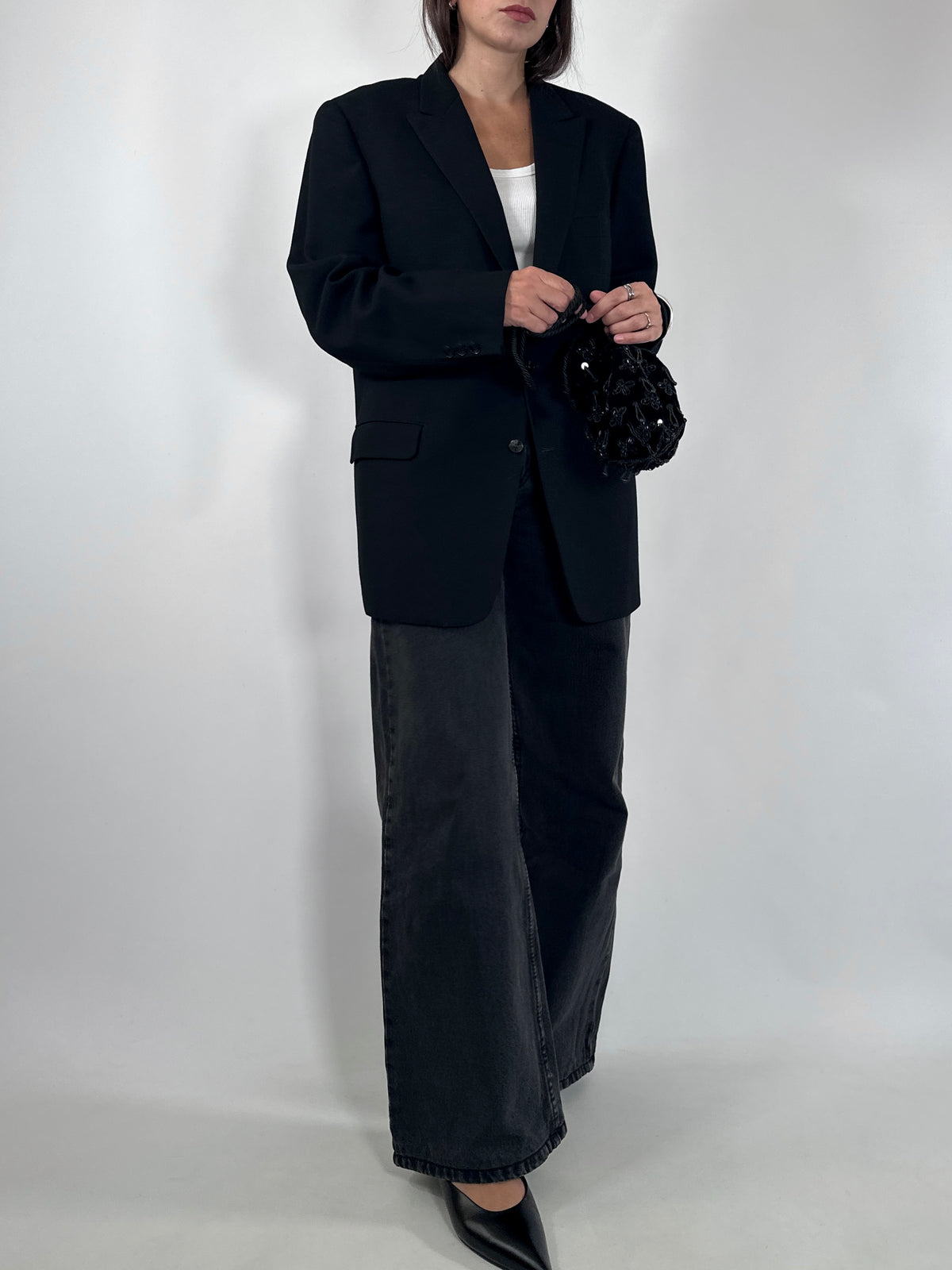 Black Wool Tailored Blazer