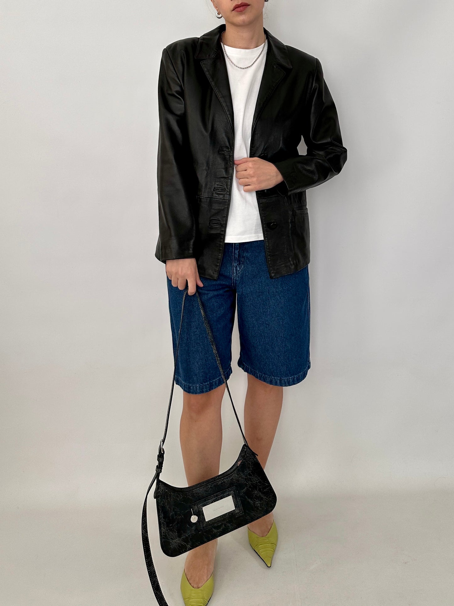 Slim fit vintage leather blazer