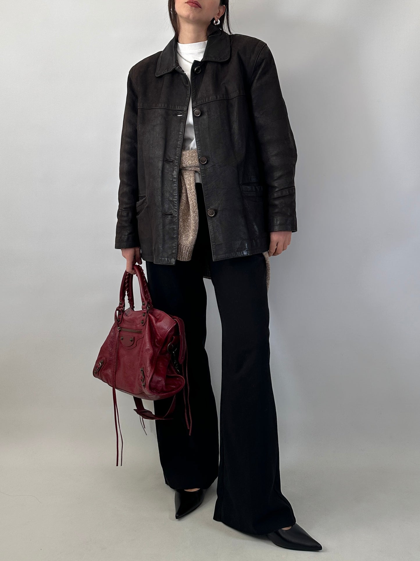 Nubuck leather car coat