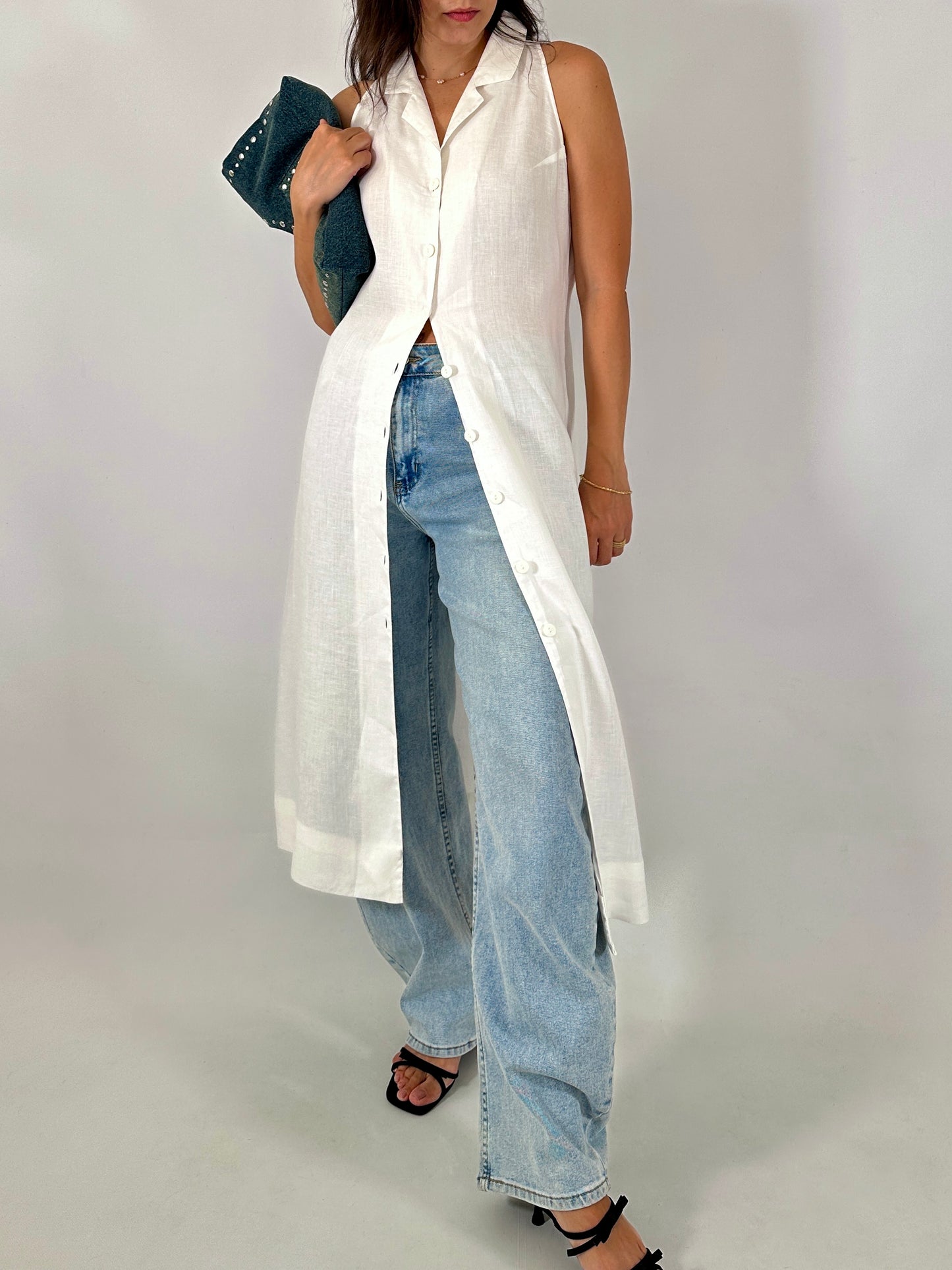 Pure linen chemisier dress