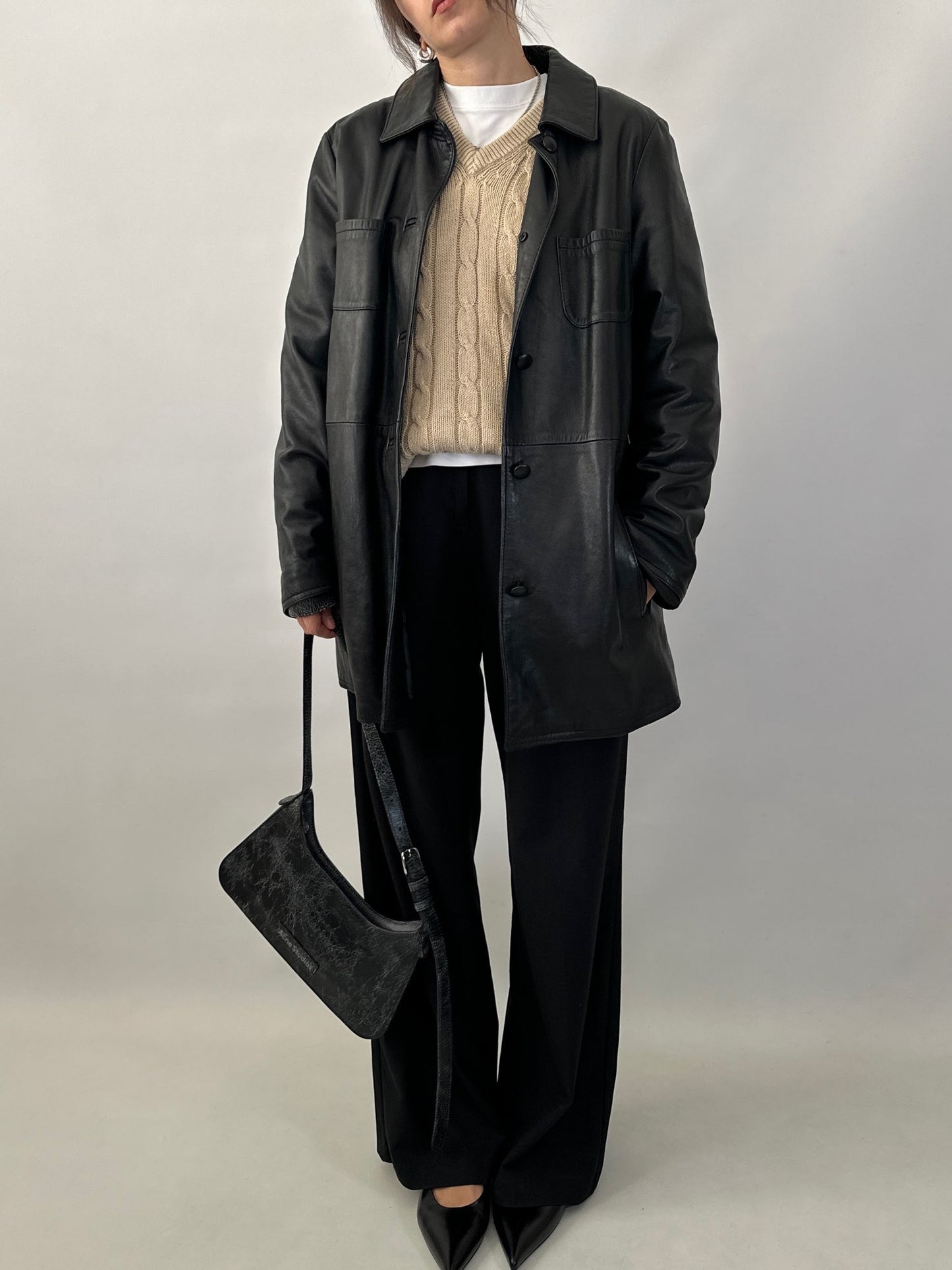 Black genuine leather jacket