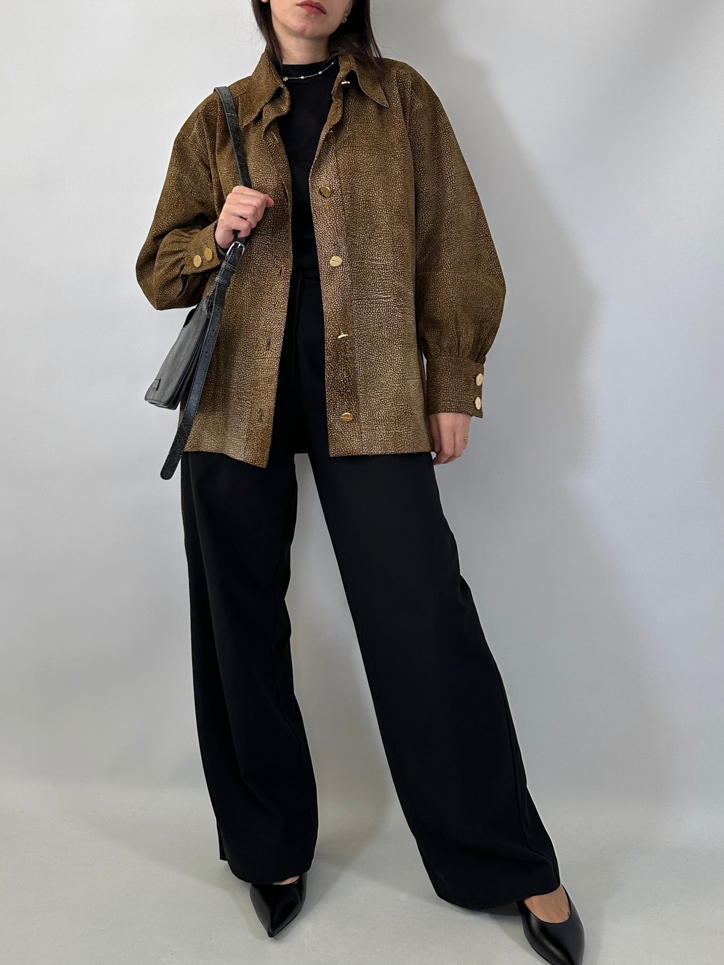 Shirt jacket in real suede