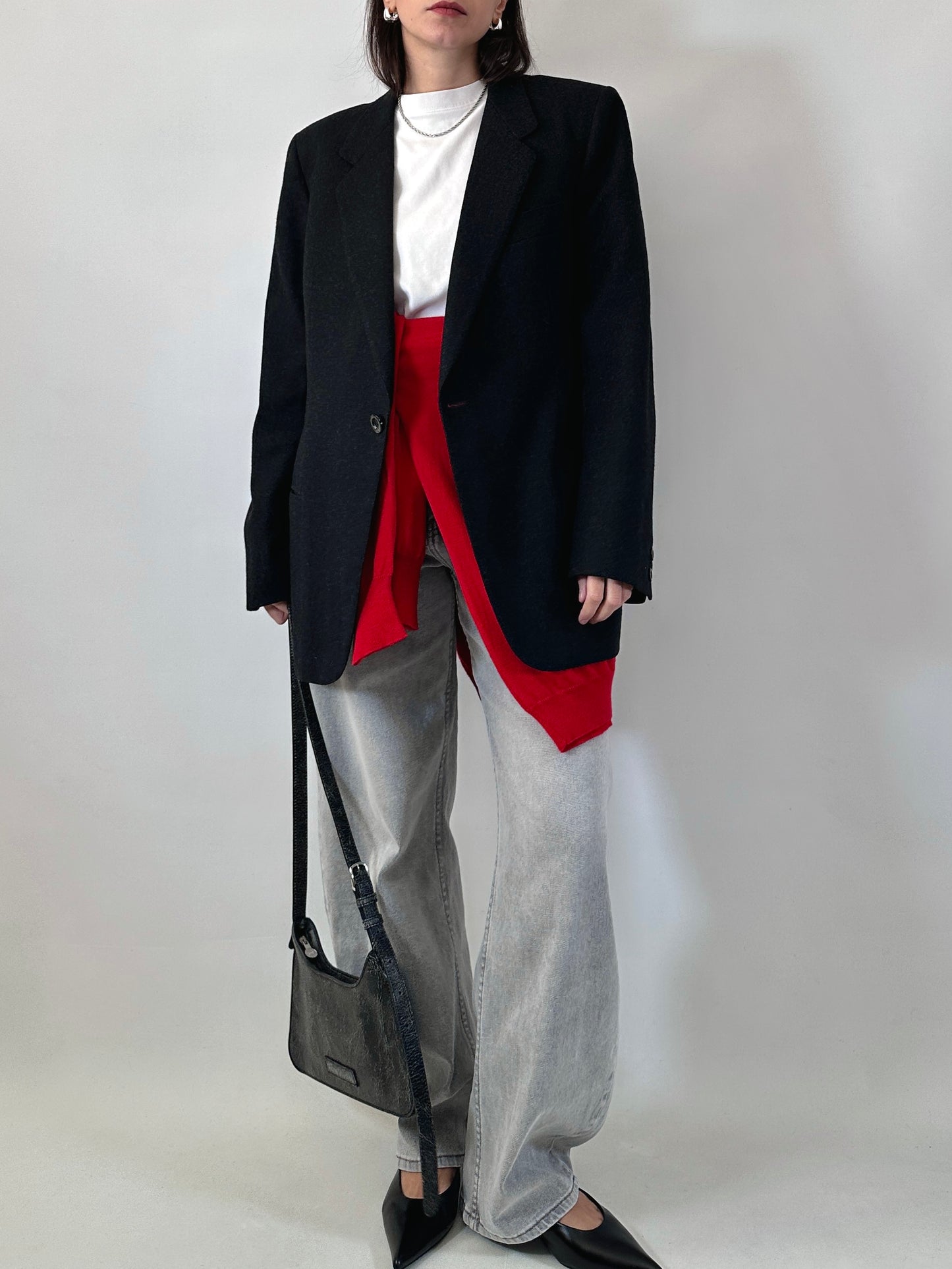 Vintage wool one-button blazer