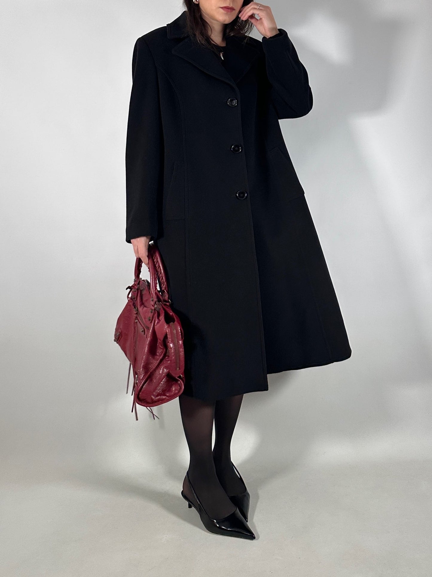 Vintage Classic Black Wool Coat