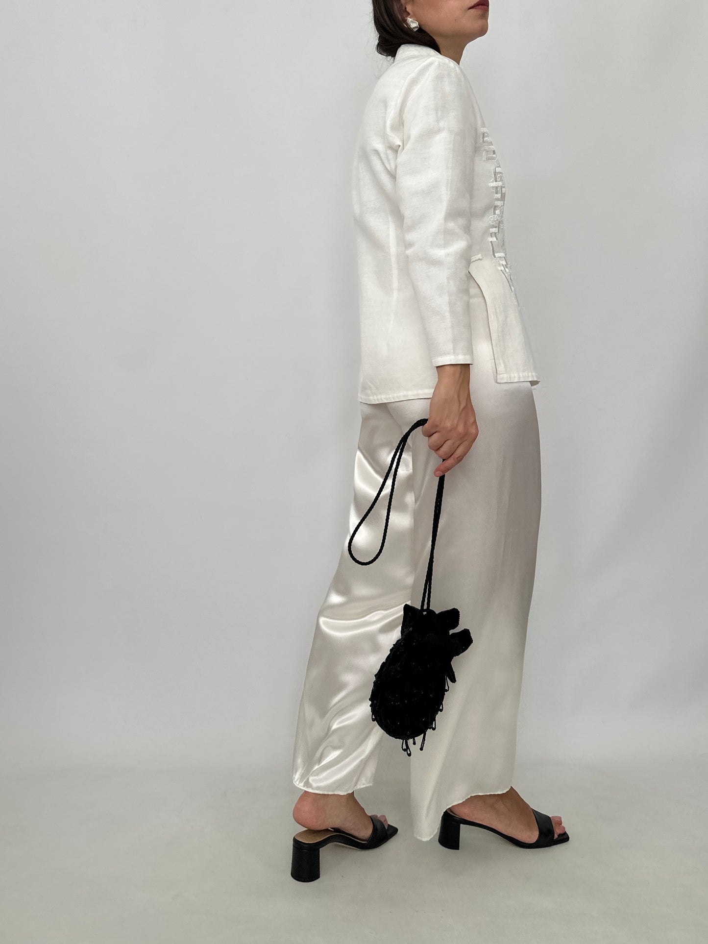 Ivory Silk Fluid Trousers