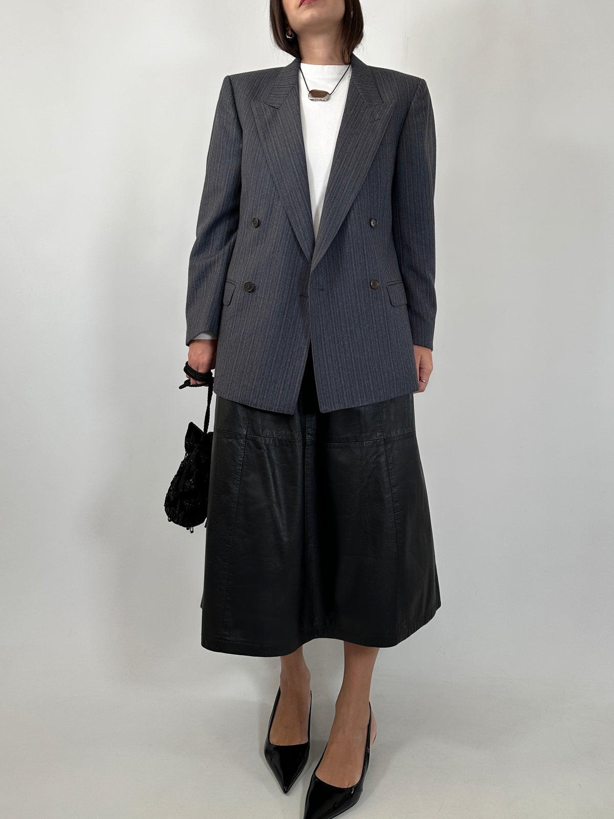 Vintage Grey Tailored Wool Blazer