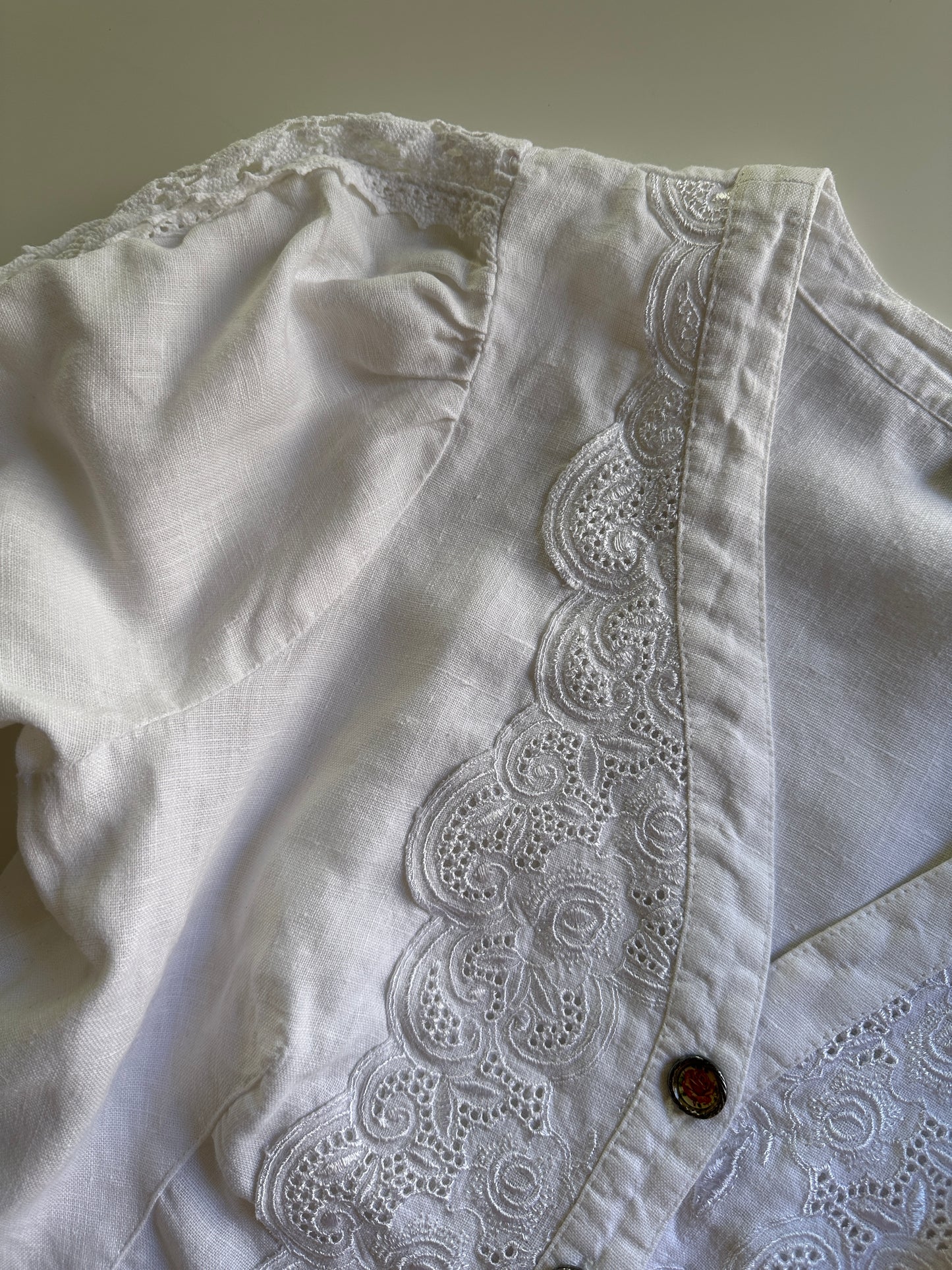 Vintage Linen Broderie Blouse