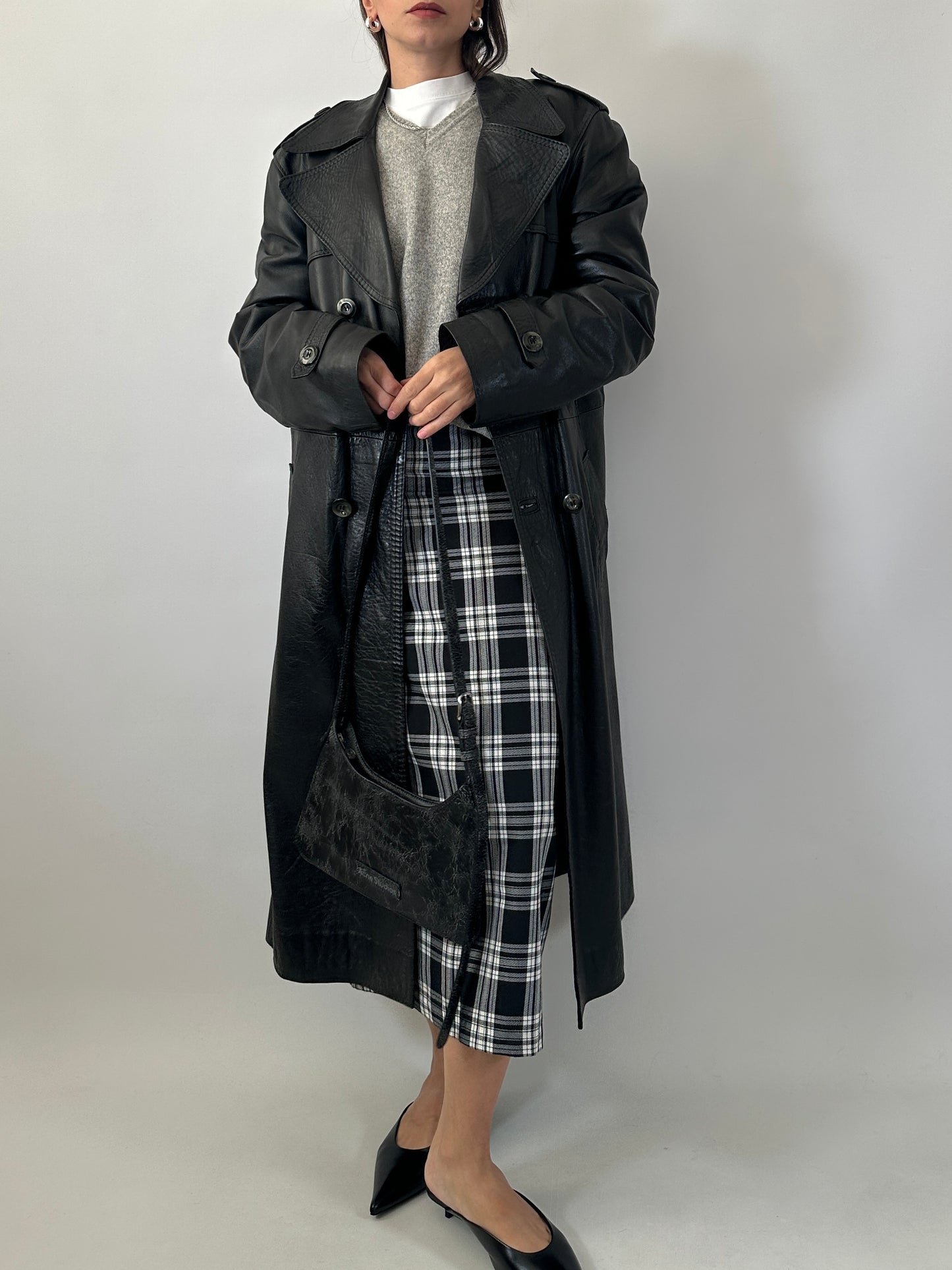 Long soft leather trench coat