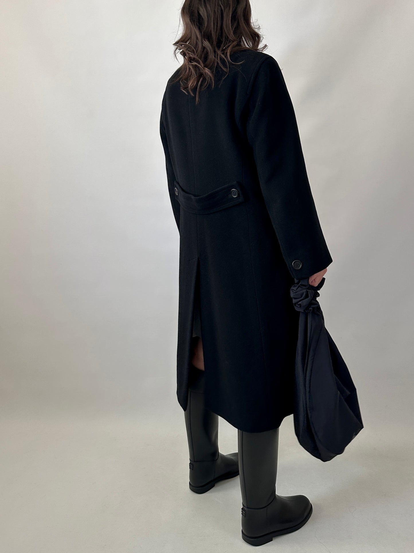 Vintage black pure wool tailored coat