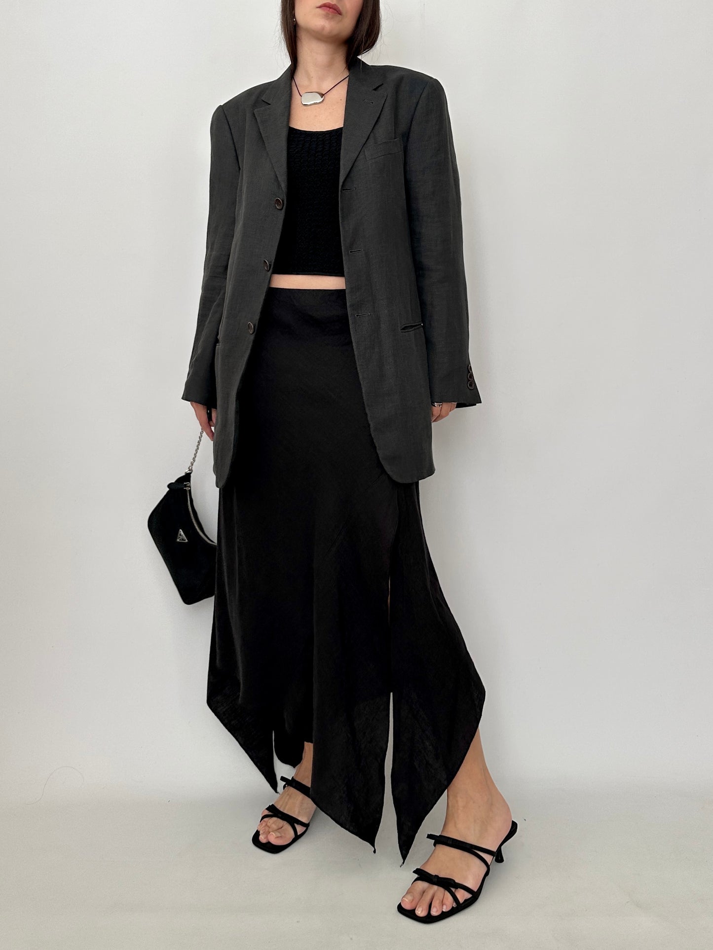 Asymmetric Linen Midi Skirt