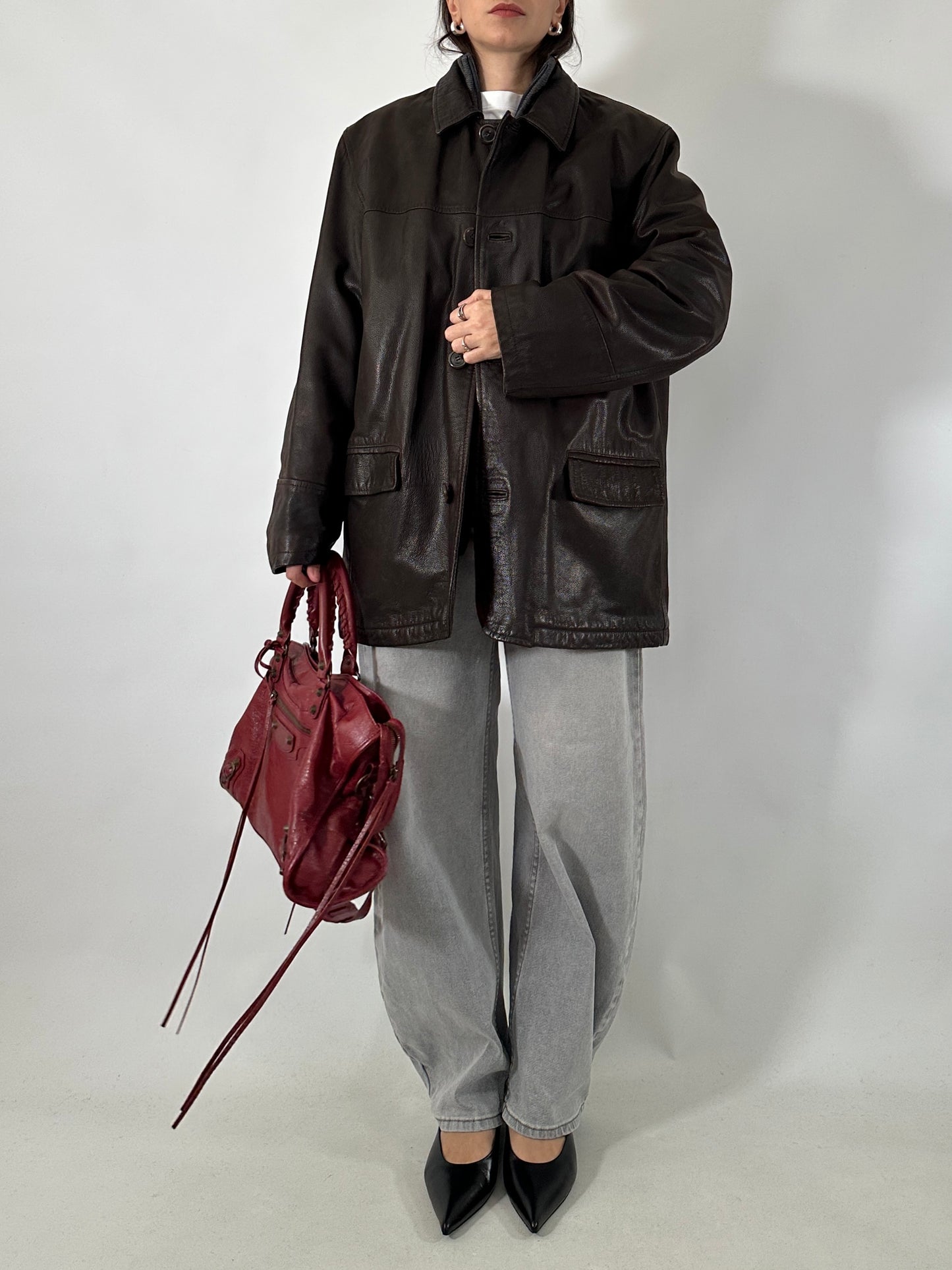 Soft leather coat with warm lining