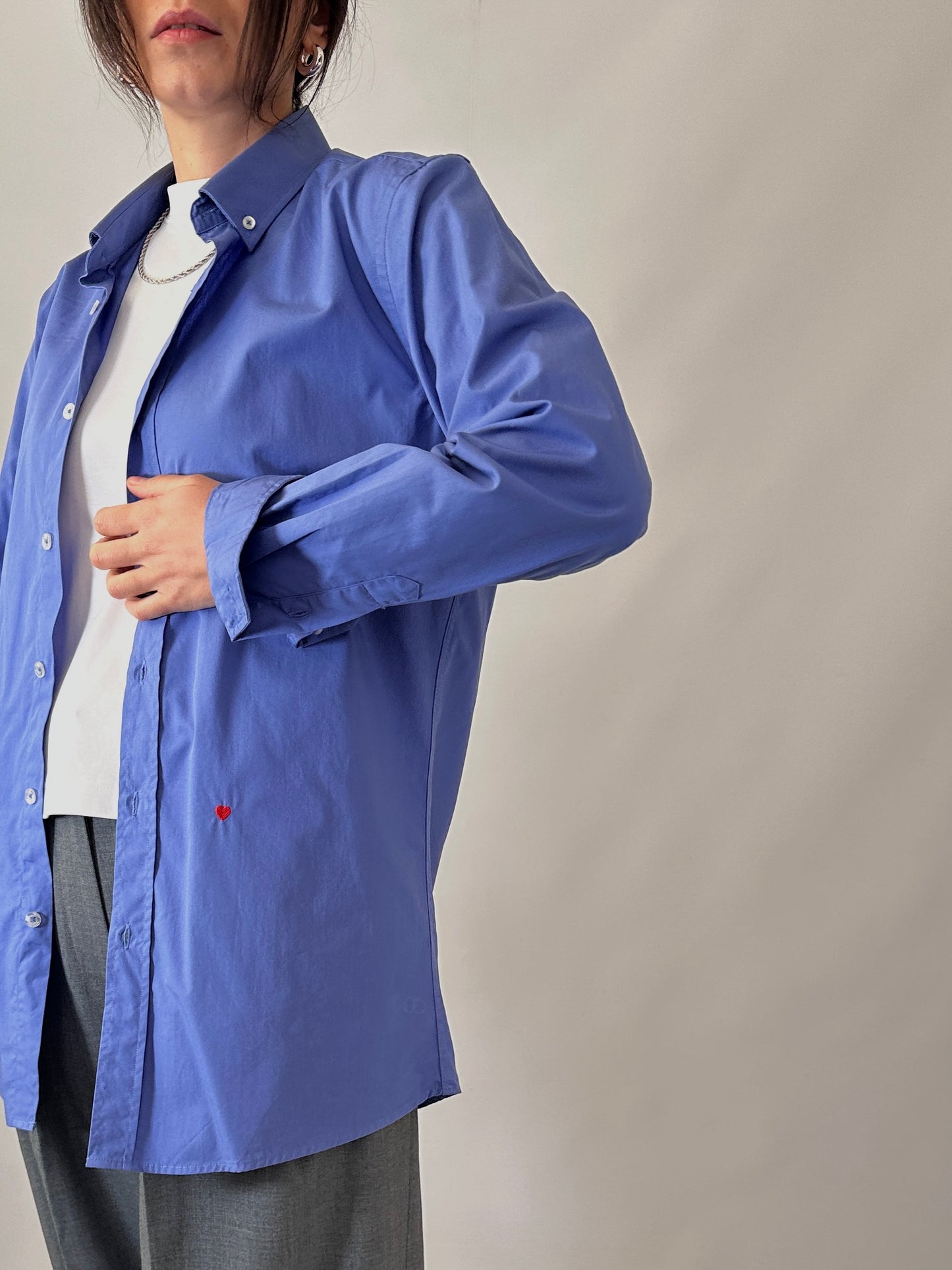 Moschino heart-embroidered cotton shirt