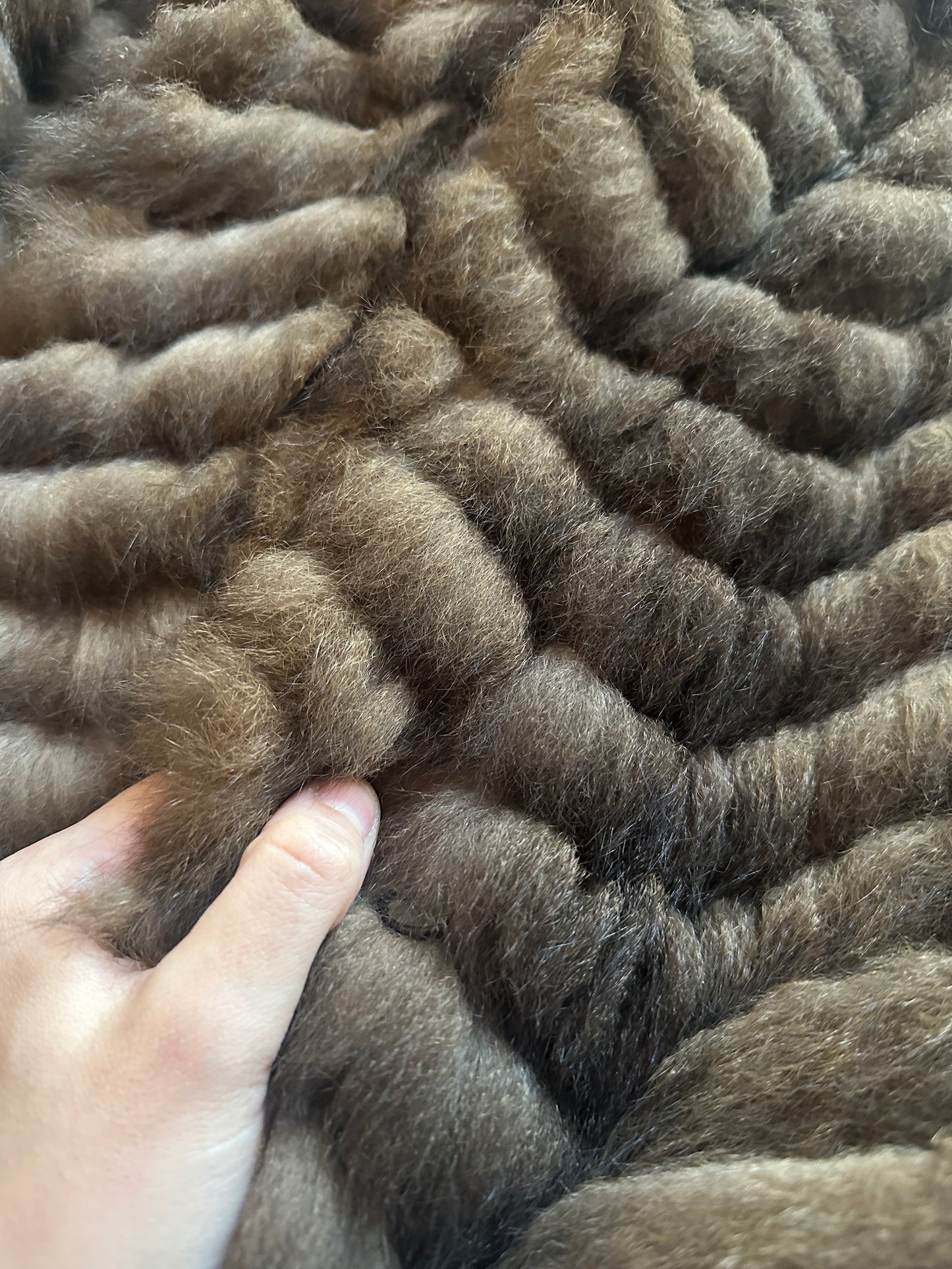 Vintage Chevron Fur Coat