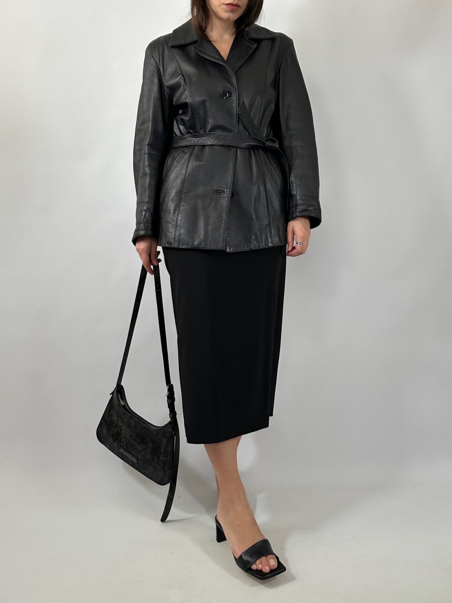Soft Nappa Leather Belted Jacket