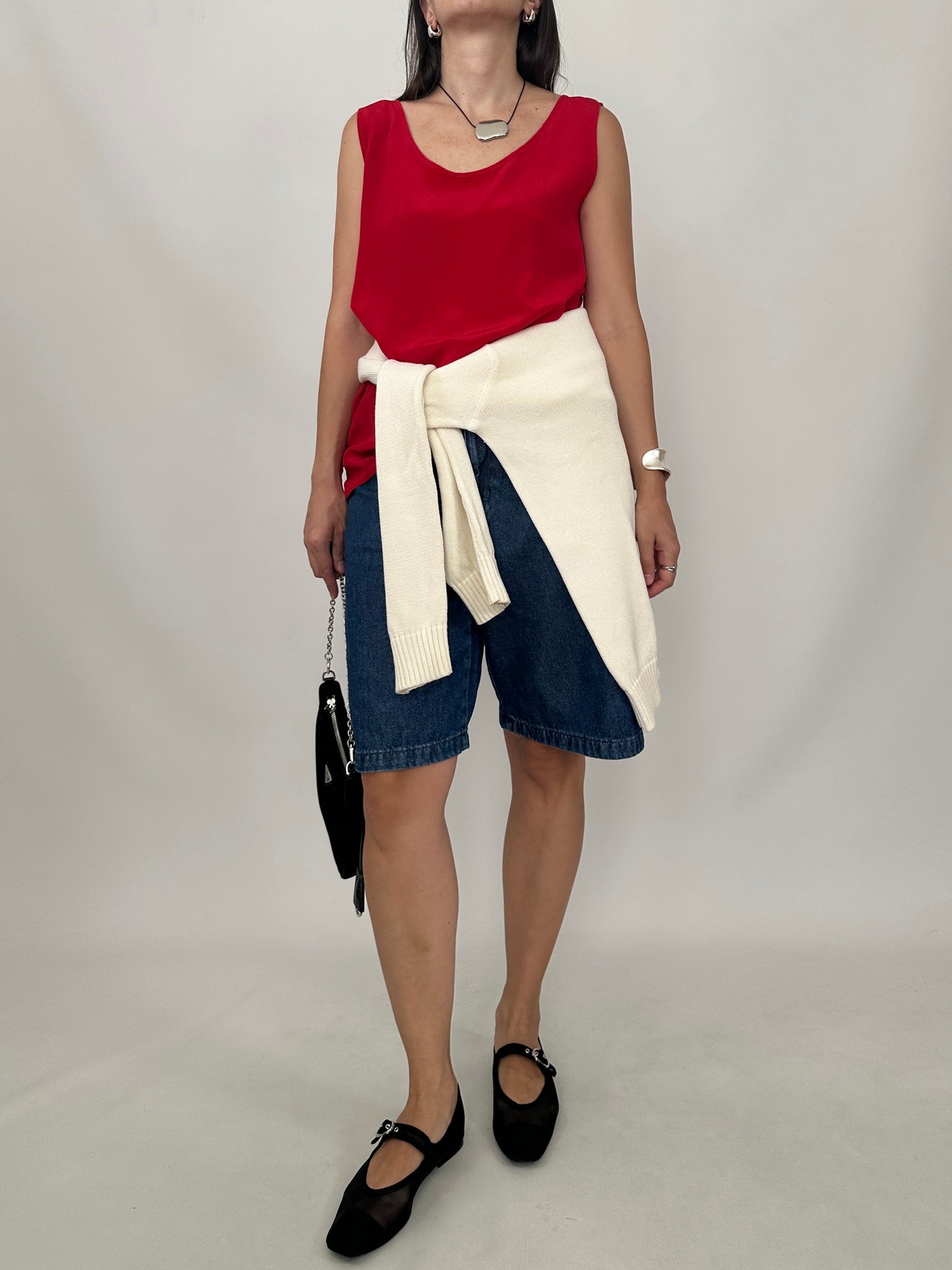 Vintage Red Silk Top