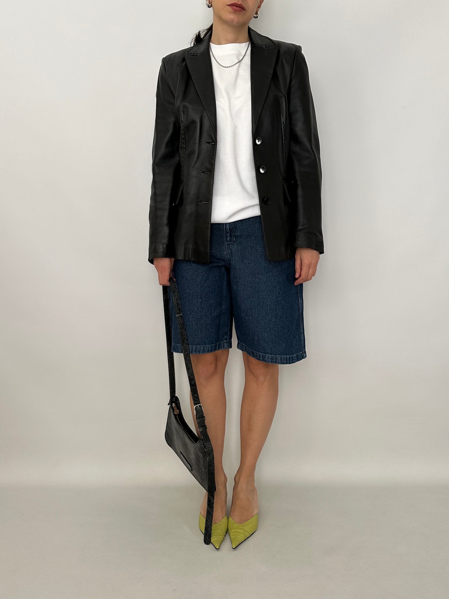 Slim fit nappa leather blazer