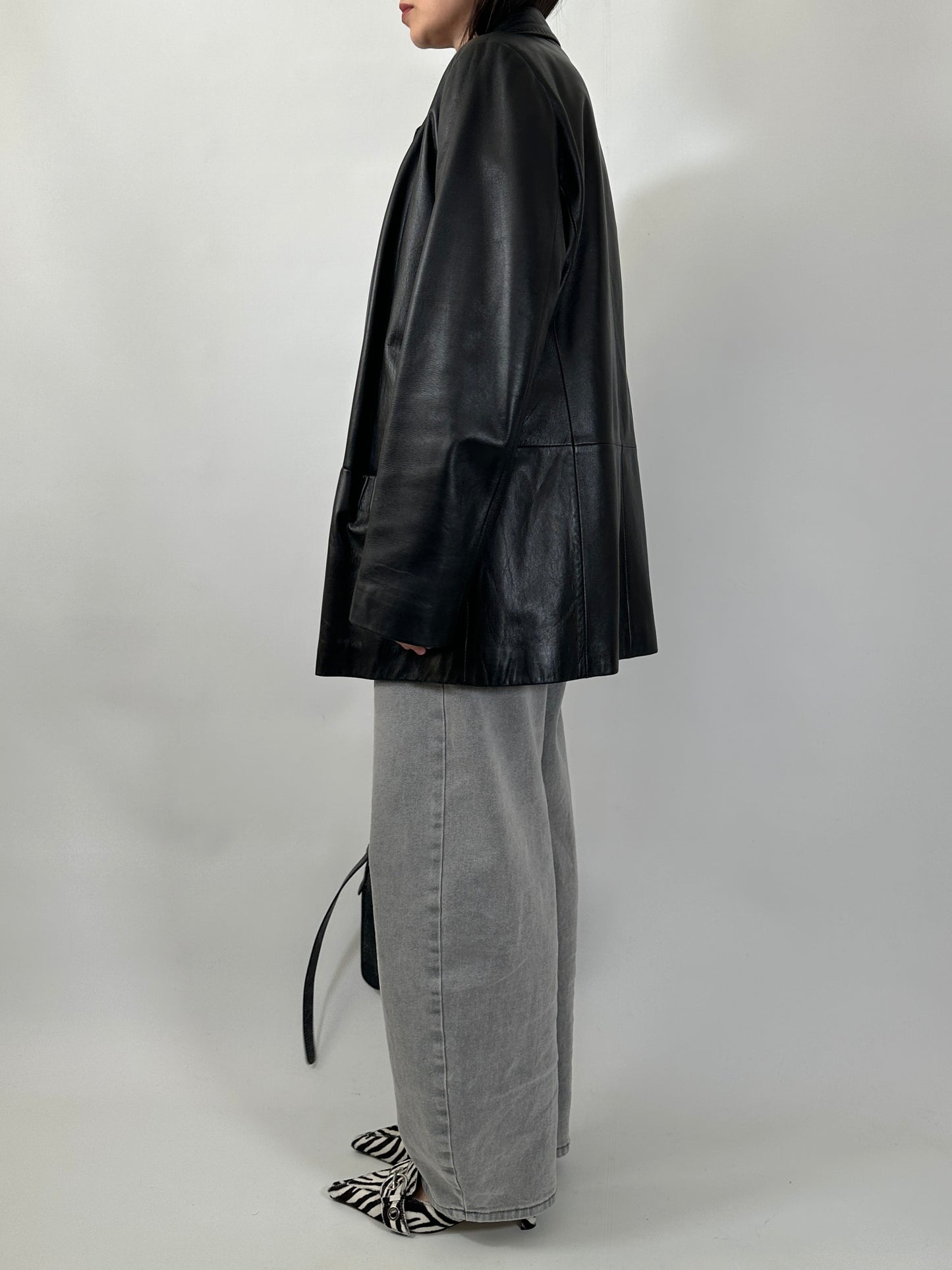 Nappa Leather Blazer with Stitch Detailing