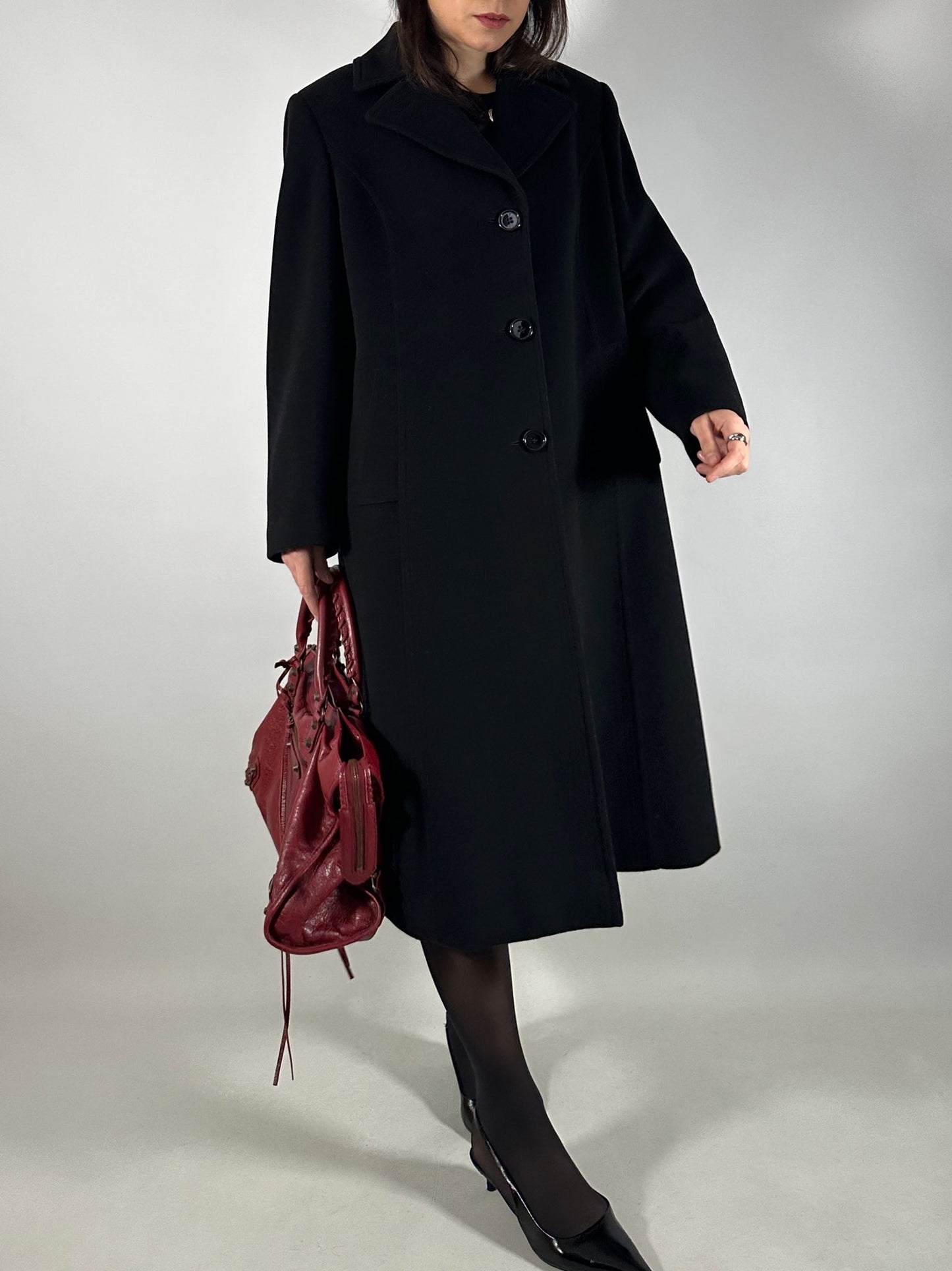Vintage Classic Black Wool Coat