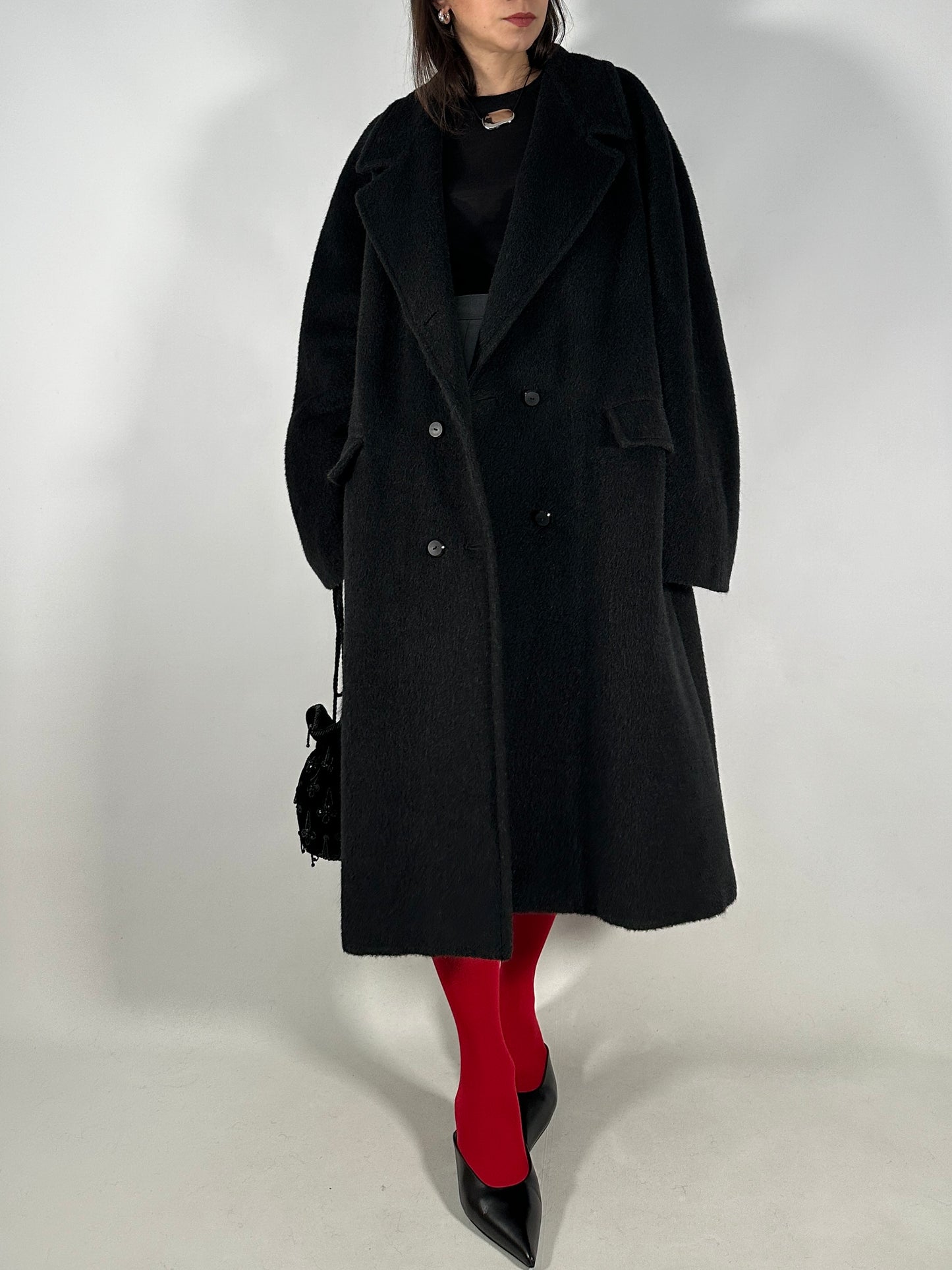 Vintage Black Alpaca Coat