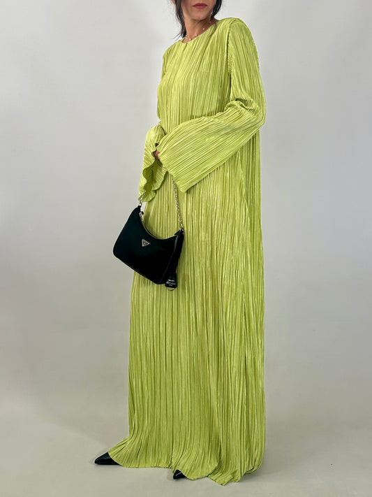 Lime green maxi pleated dress