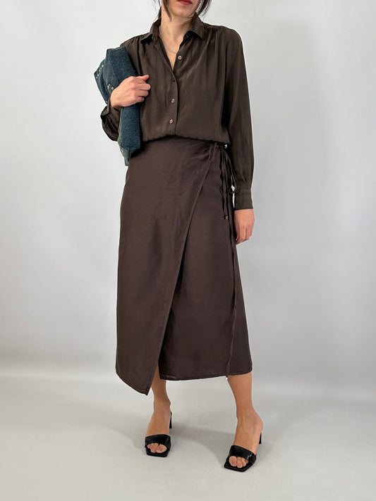 Max Mara wrap chocolate skirt