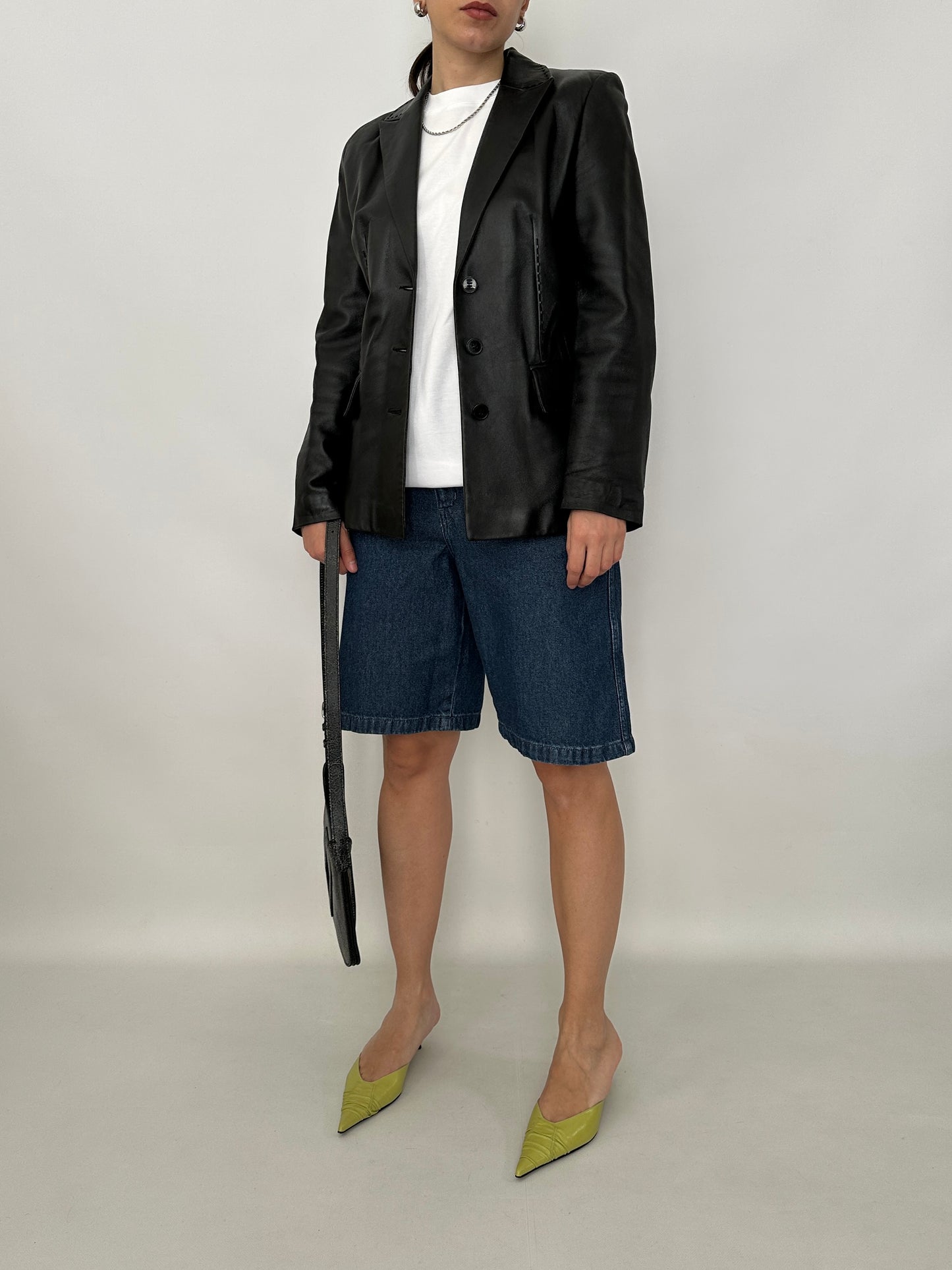 Slim fit nappa leather blazer