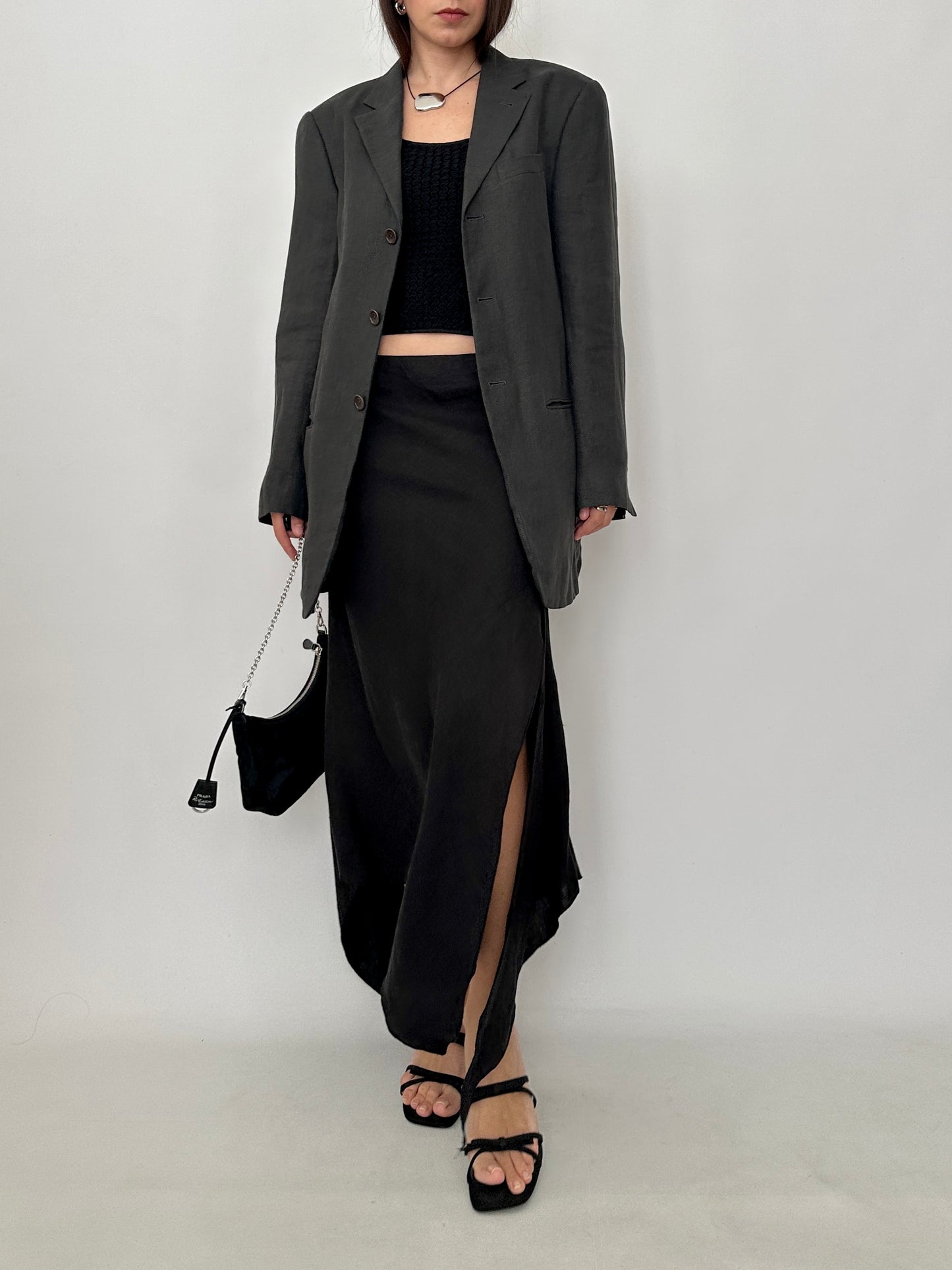 Asymmetric Linen Midi Skirt