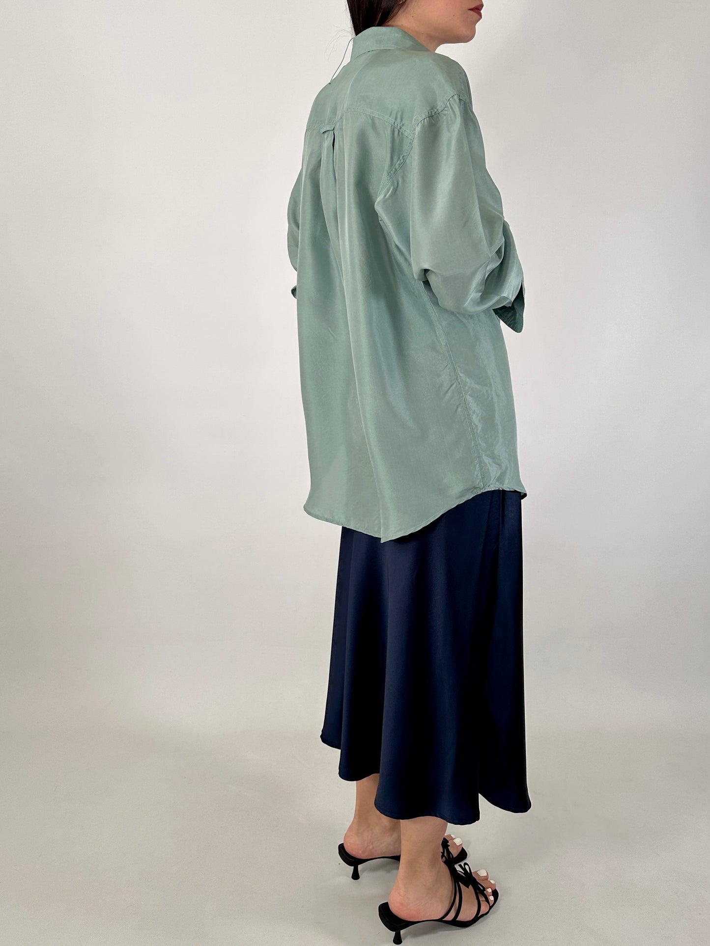 Pure silk aquamarine shirt