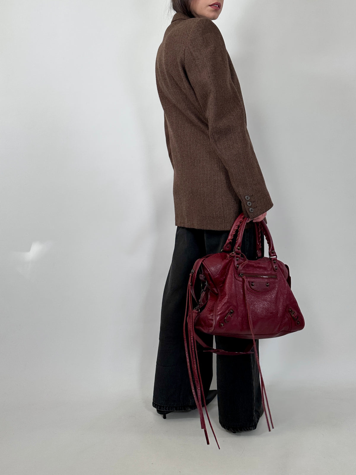 Brown Herringbone Alpaca Blazer