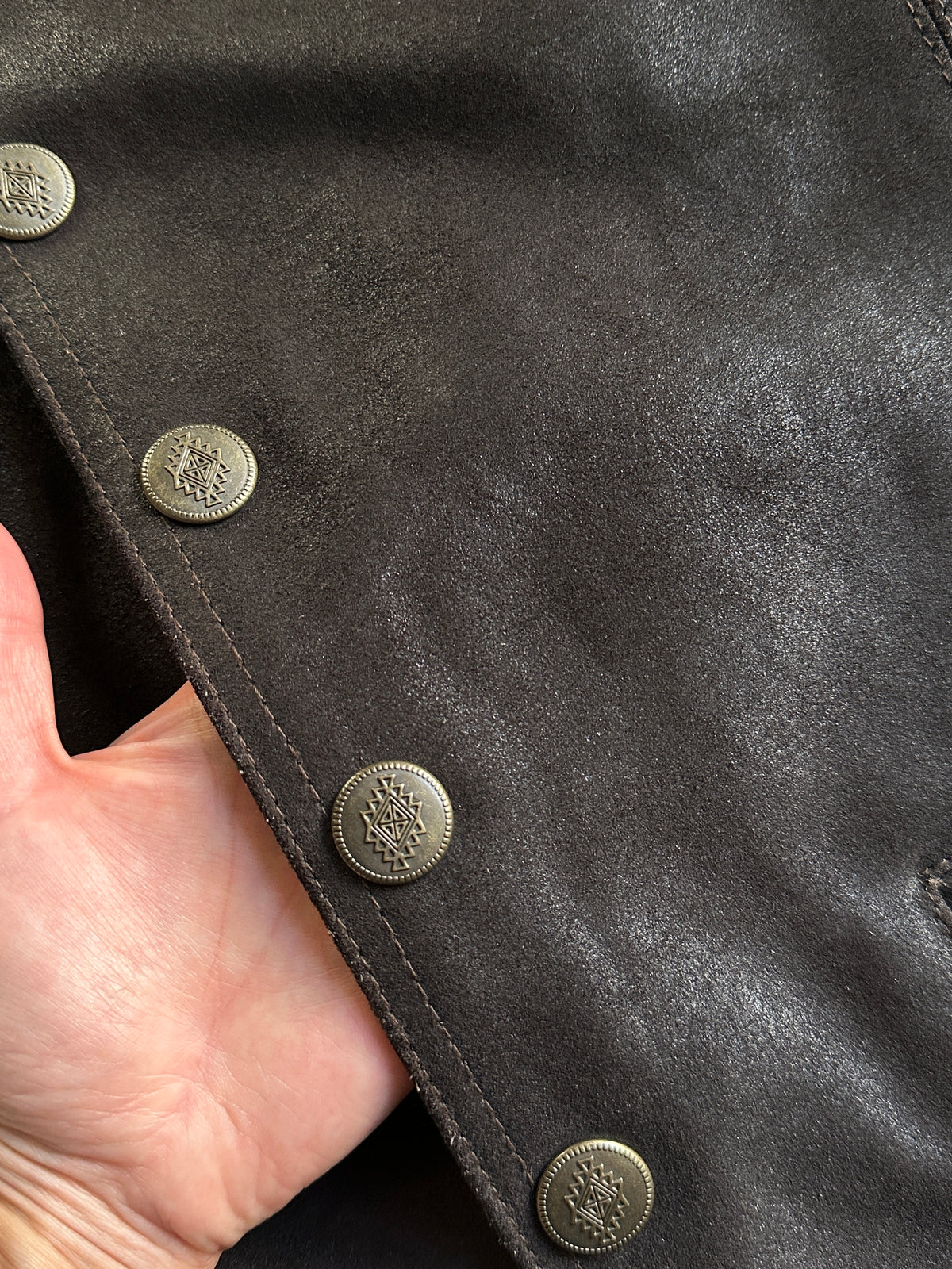 Dark Brown Crackled Leather Vest