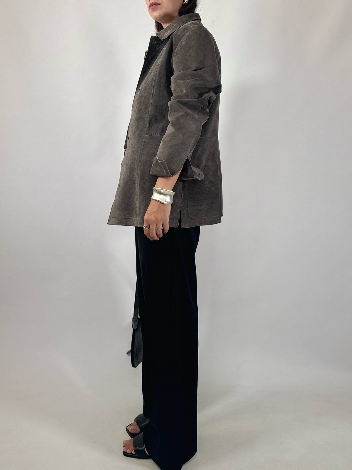 Vintage Grey Suede Leather Jacket