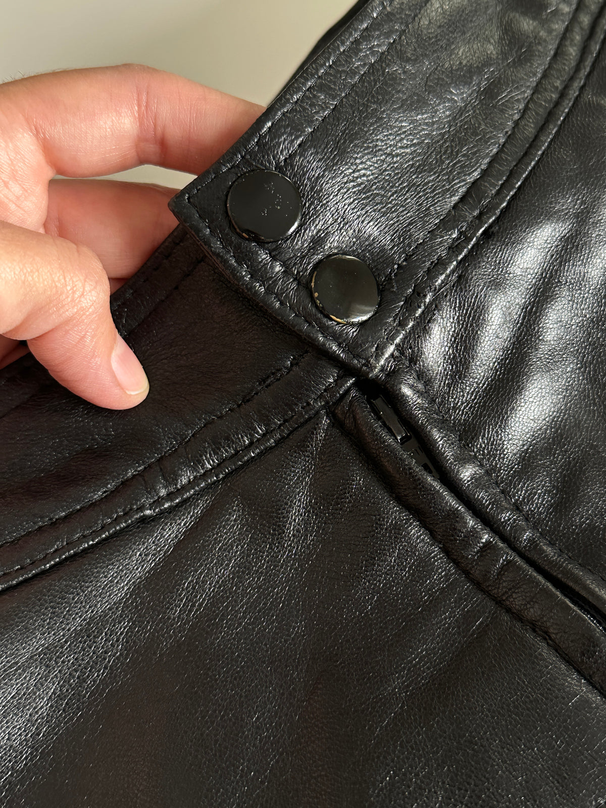 Vintage Black Leather Maxi Skirt