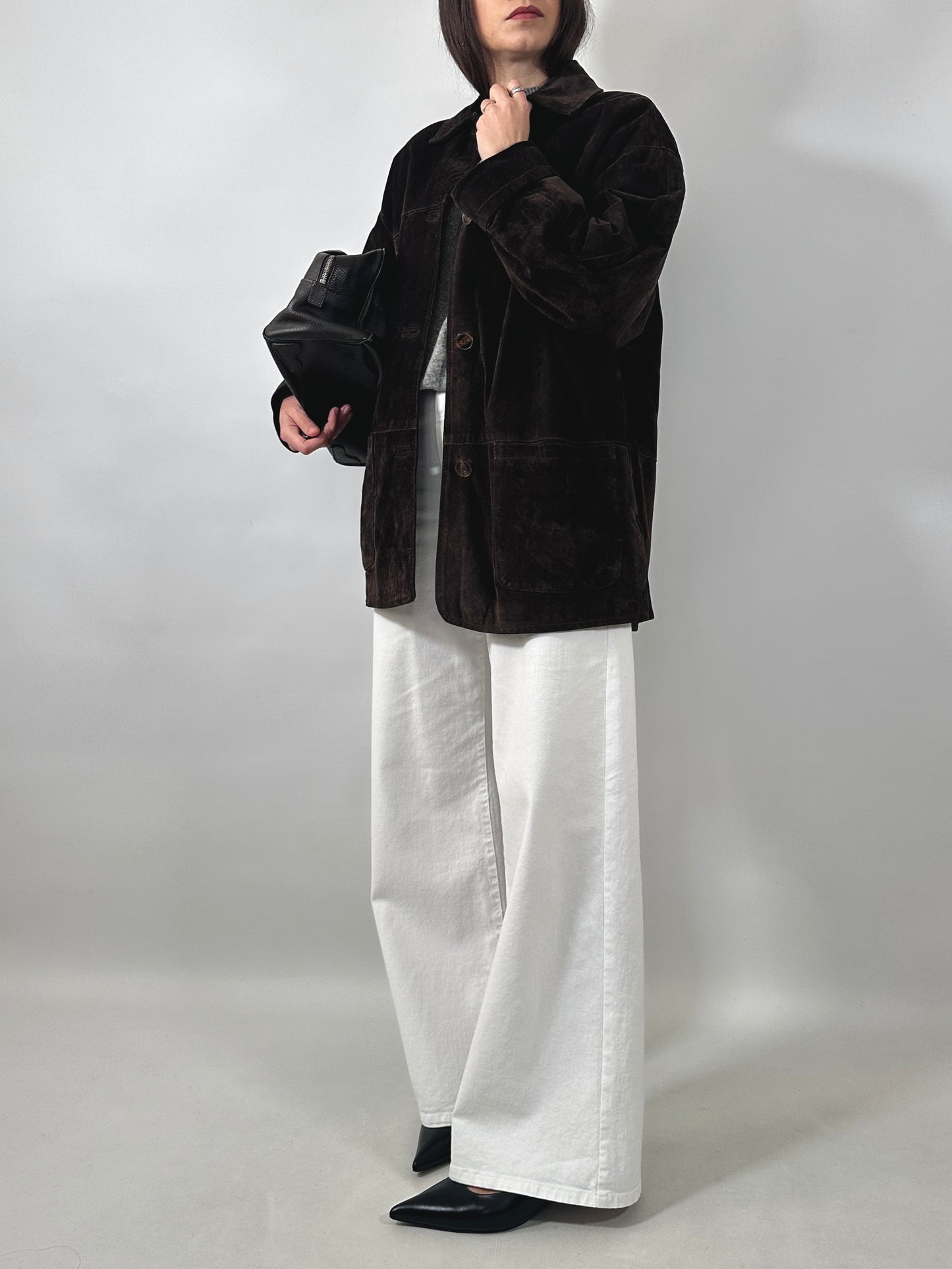 Vintage Suede Button-Up Jacket