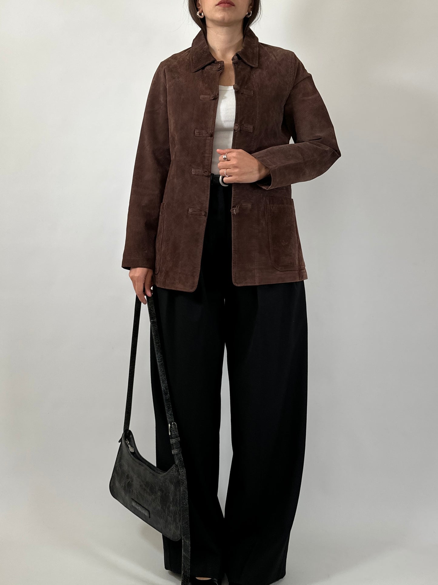 Leather Jacket with Frog Closure