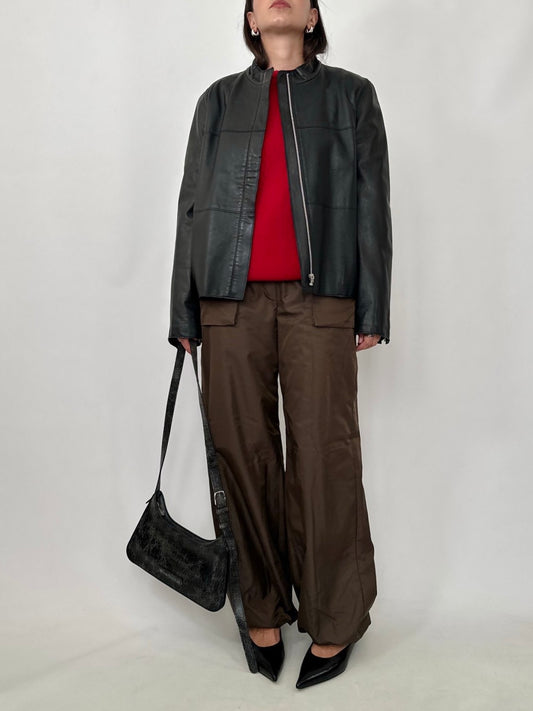 Black Nappa Leather Boxy Jacket