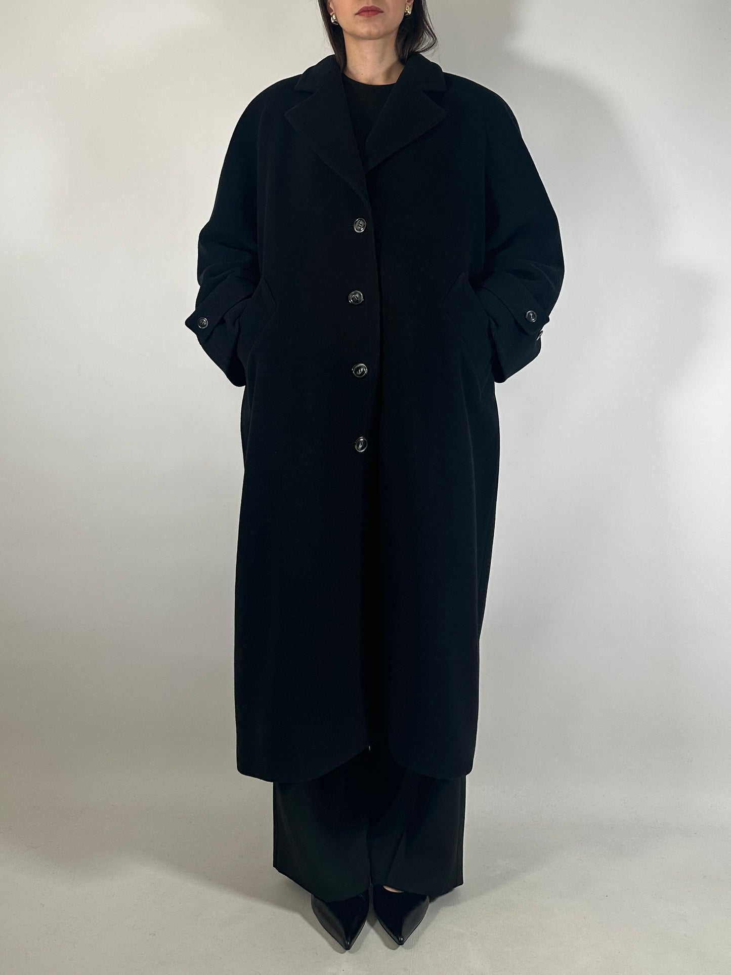 Vintage Black Wool Coat Carisma by Valentino