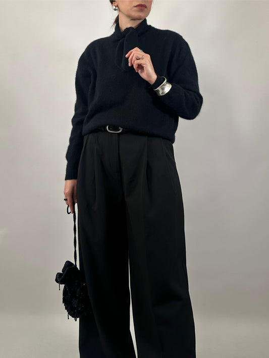 Soft Angora Bow Neck Sweater