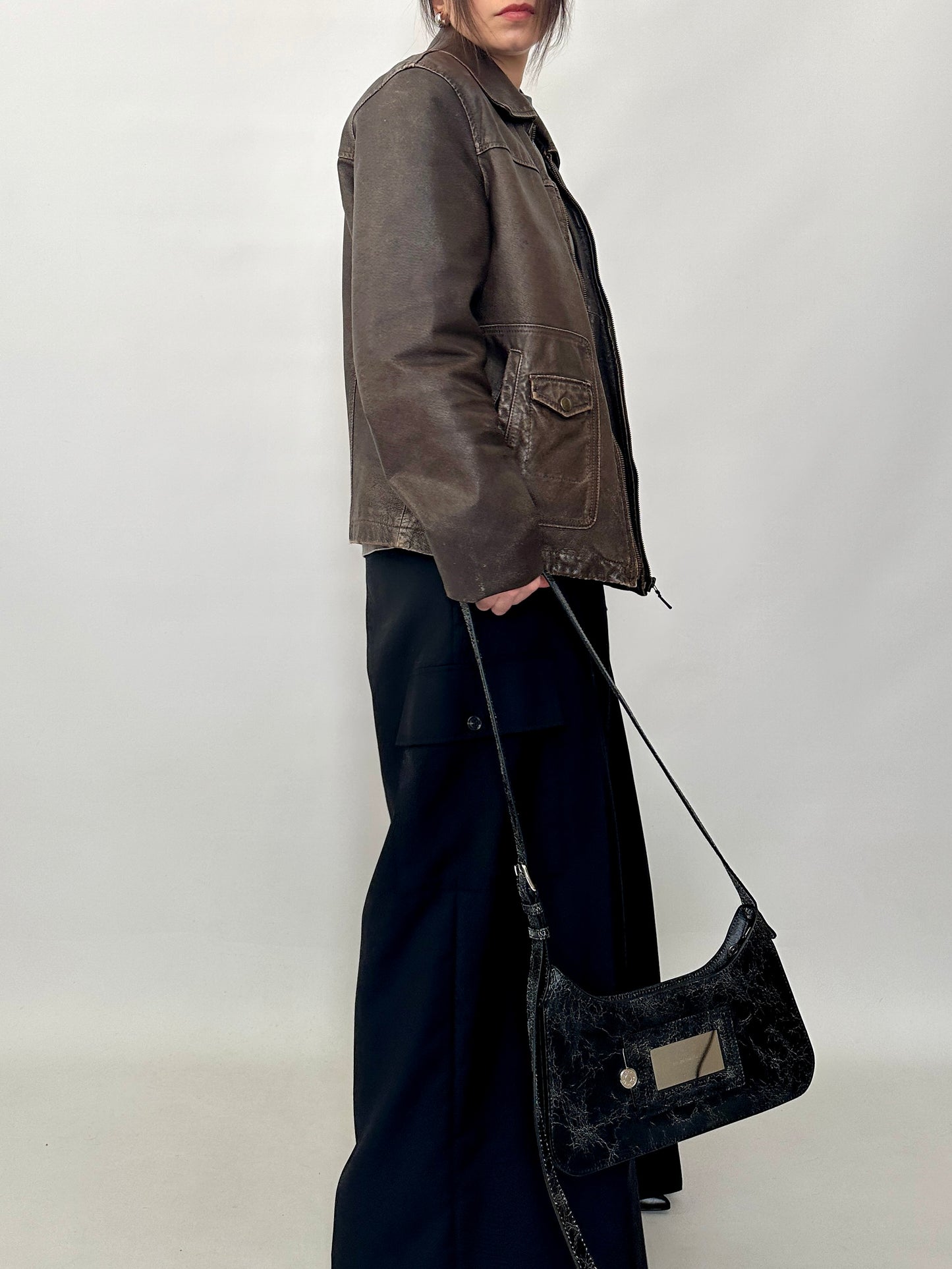 Genuine leather distressed jacket